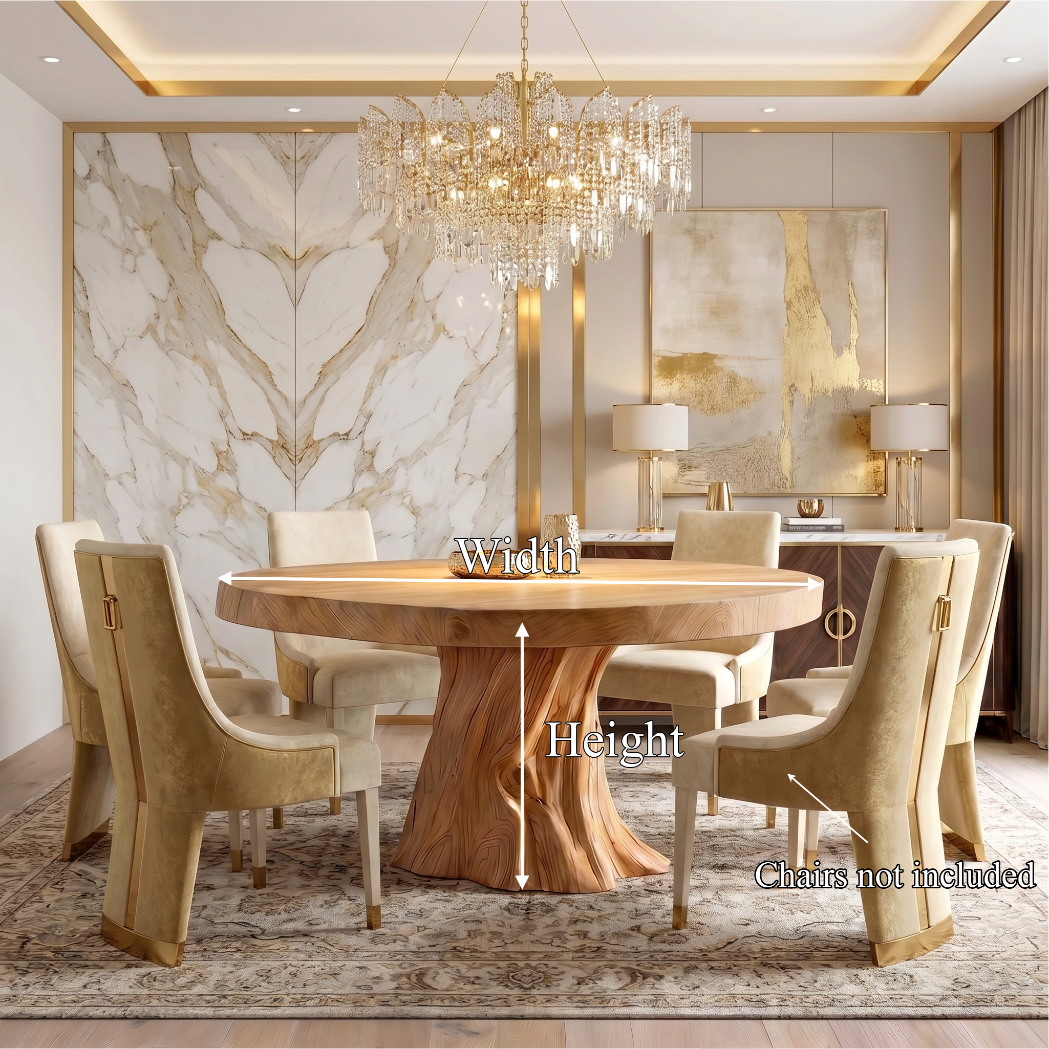 Rustic Modern Round Dining Table With Sculptural Wood Base For Dining Room SINLSADT179