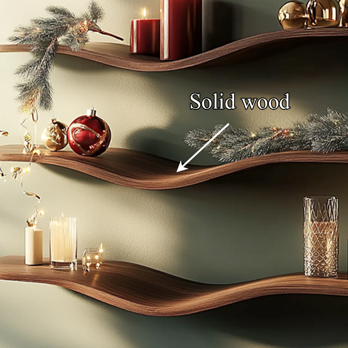 Mid Century Wave Wall Shelf Christmas Holiday Display SINLSAWV010