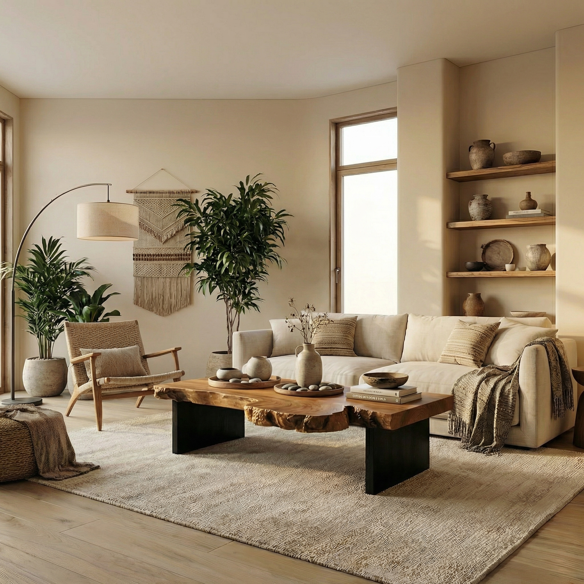 Modern Rustic Solid Wood Coffee Table For Living Room SINLSACF349