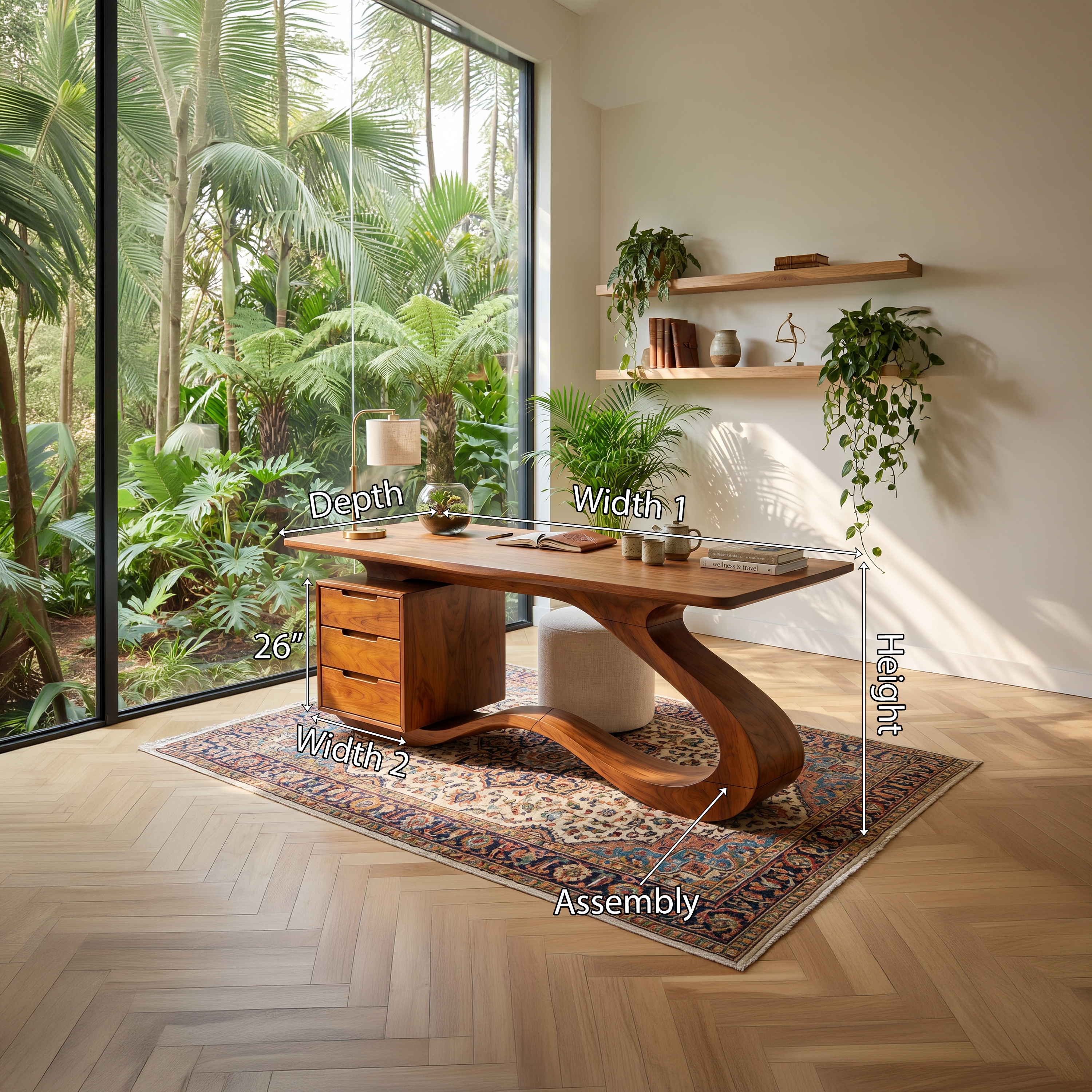 Modern Streamline Desk With Storage Cabinet For Workspace SILDTTNDE040