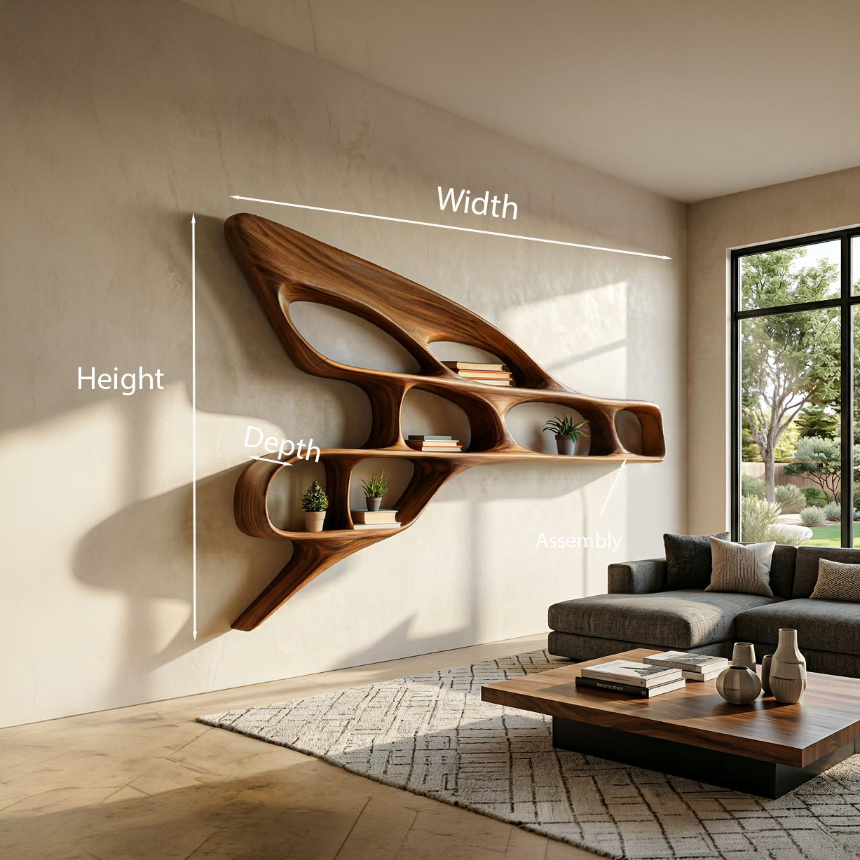 Organic Wooden Wall Bookshelf For Luxury Interior RTTHTTBS146