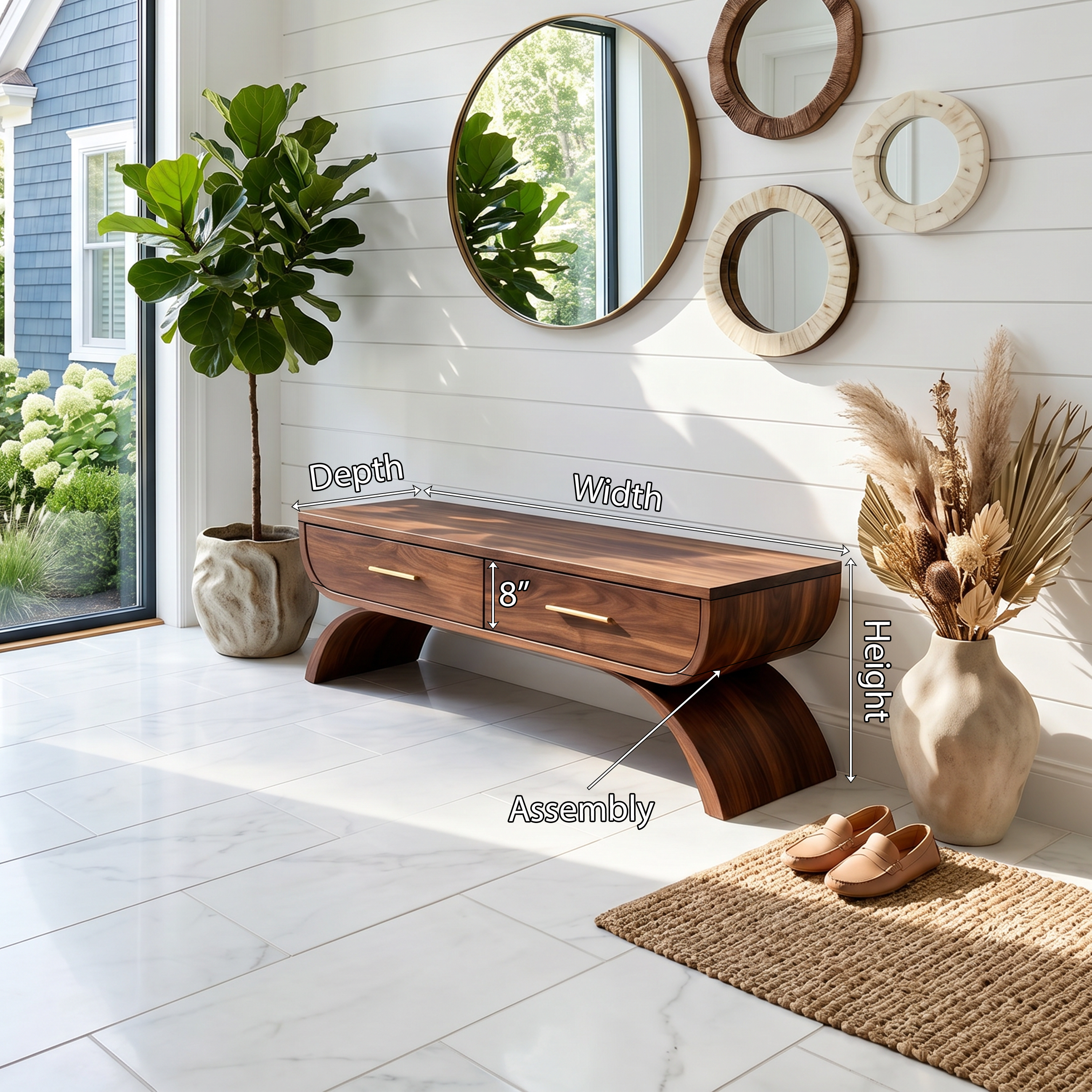 Contemporary Storage Bench With Drawer For Mudroom Interior Area SILDTTNBEN013