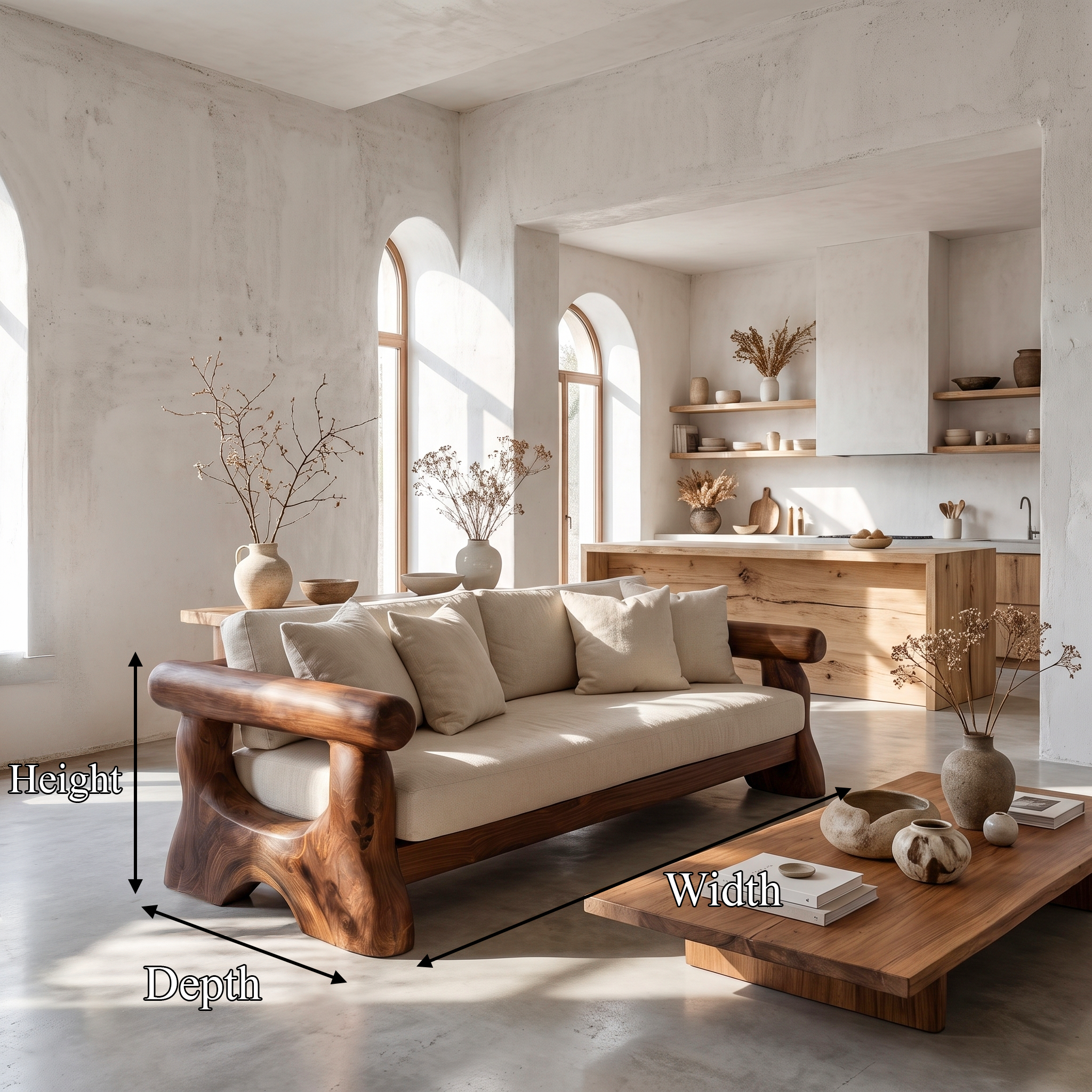 Rustic Sofa Frame With Handcrafted Tree Trunk Design For Living Room SINLSASF052