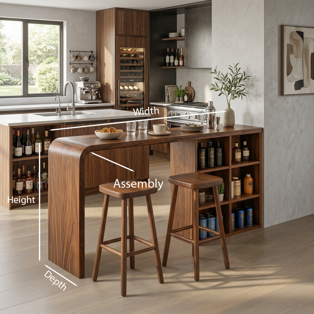 Modern Wooden Bar Table With Storage For Kitchen Or Home Mini Bar SITHTTBTA003