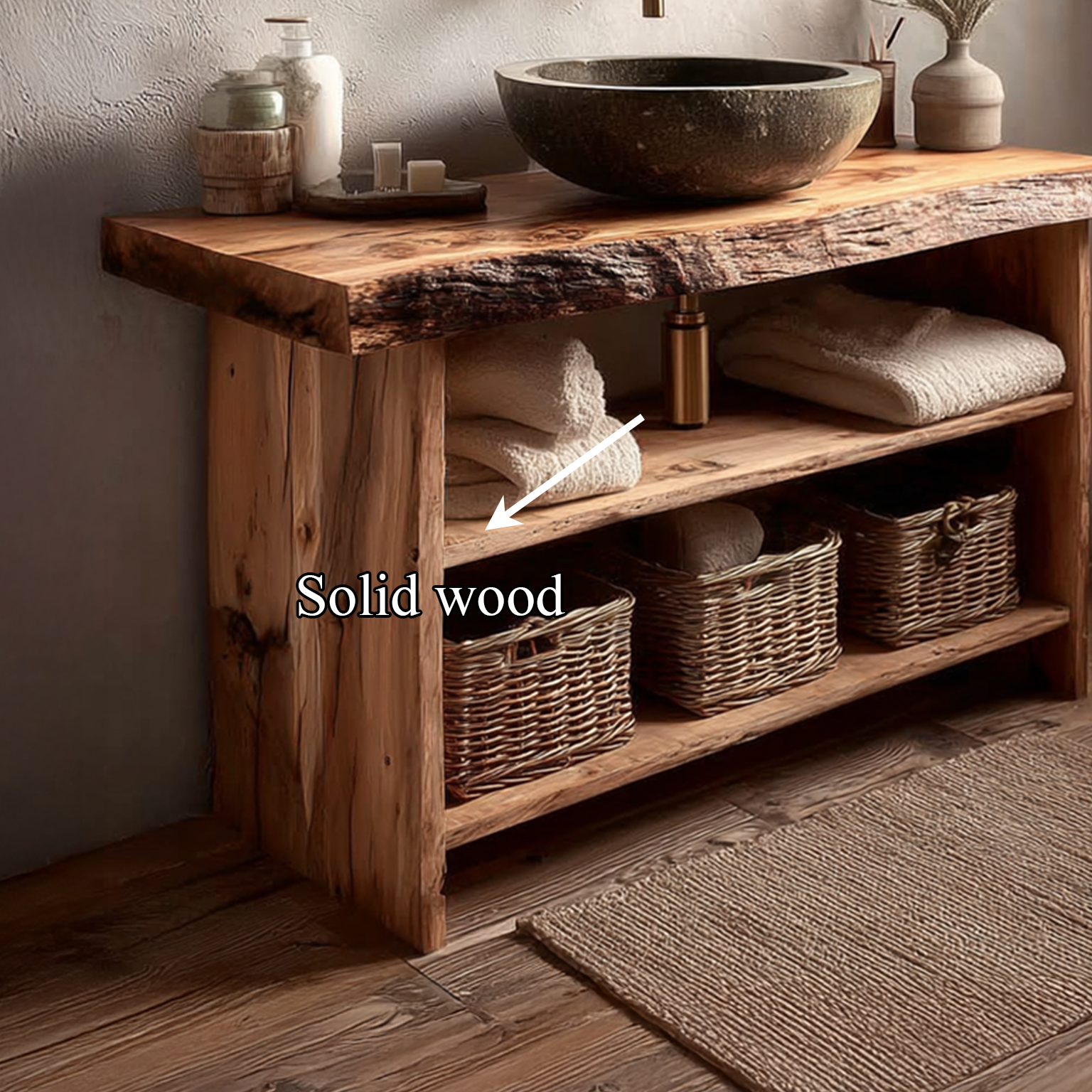 Rustic Bathroom Vanity Console Storage SINLSABRV055