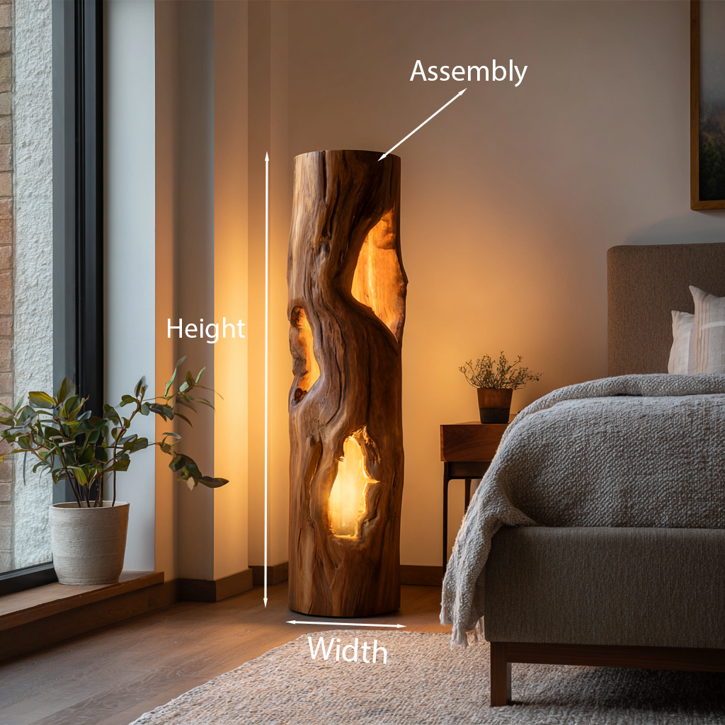 Handcrafted Wooden Floor Lamp With Multi Hollow For Home Decor RTTHTTLAM048