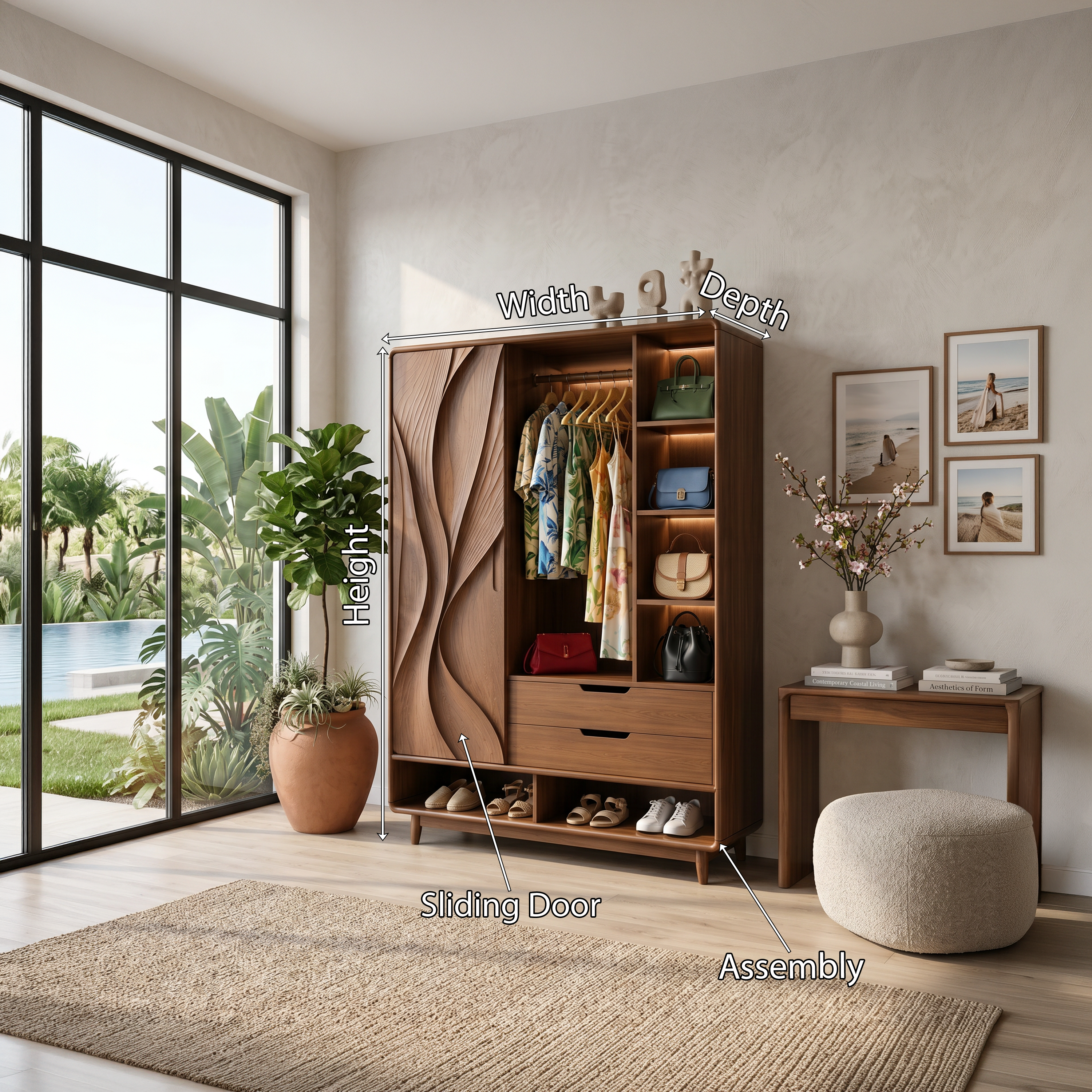 Contemporary Sculptural Form Armoire For Luxury Bedroom Interior SILDTTNWDE002