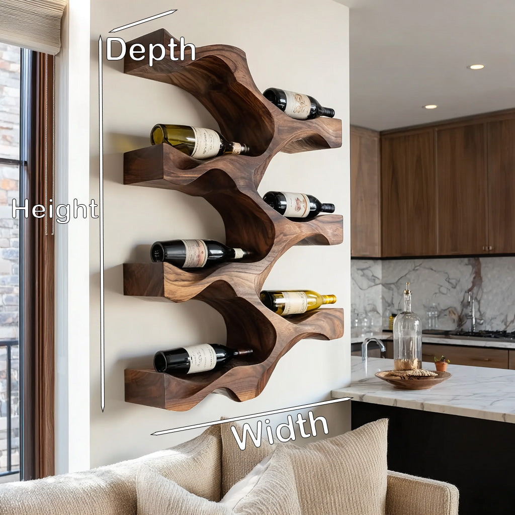 Artistic Natural Wood Wine Rack For Modern Kitchen Wall Decor RTTHHNWH010