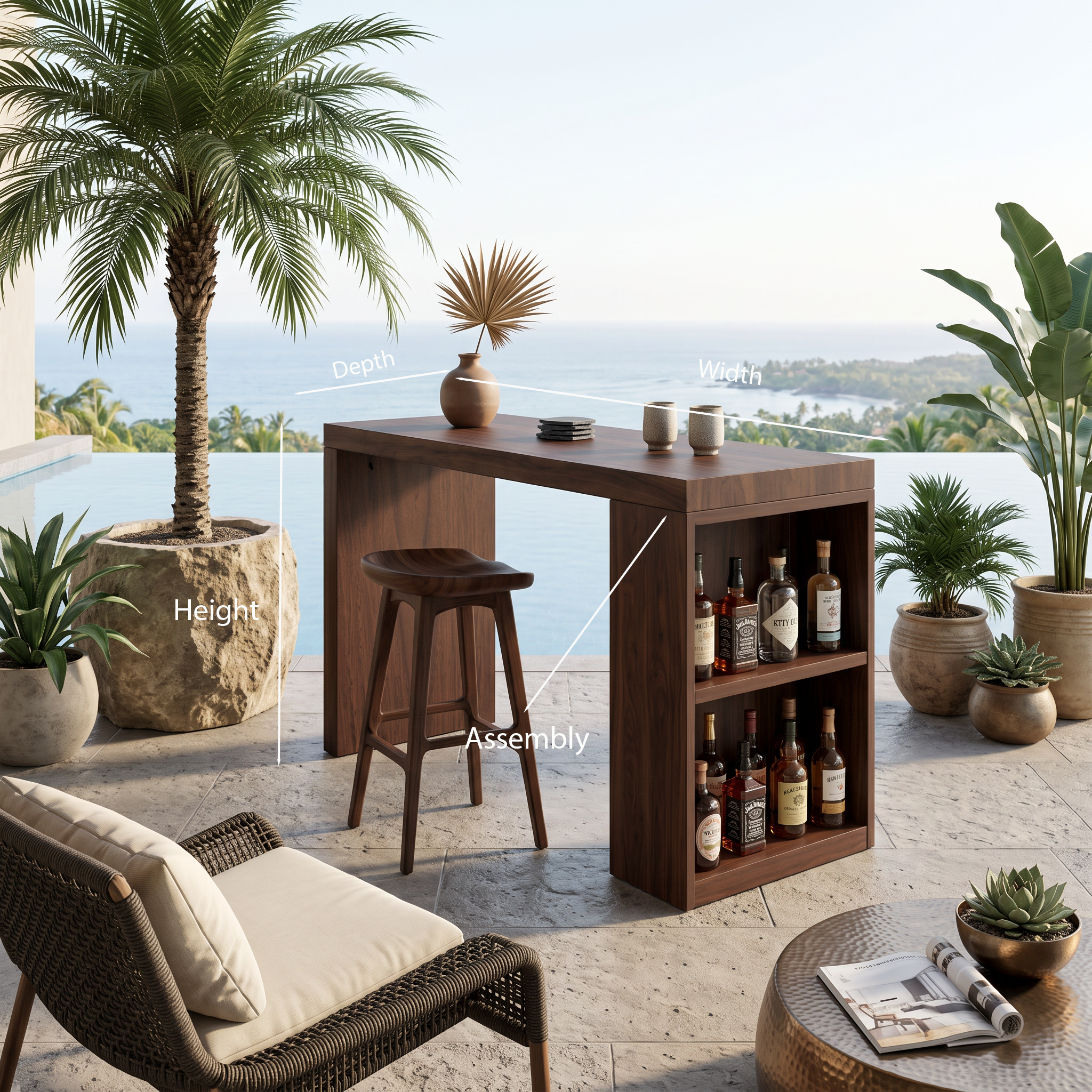 Tropical Live Edge Bar Table For Balcony Or Outdoor Patio SITHTTBTA002