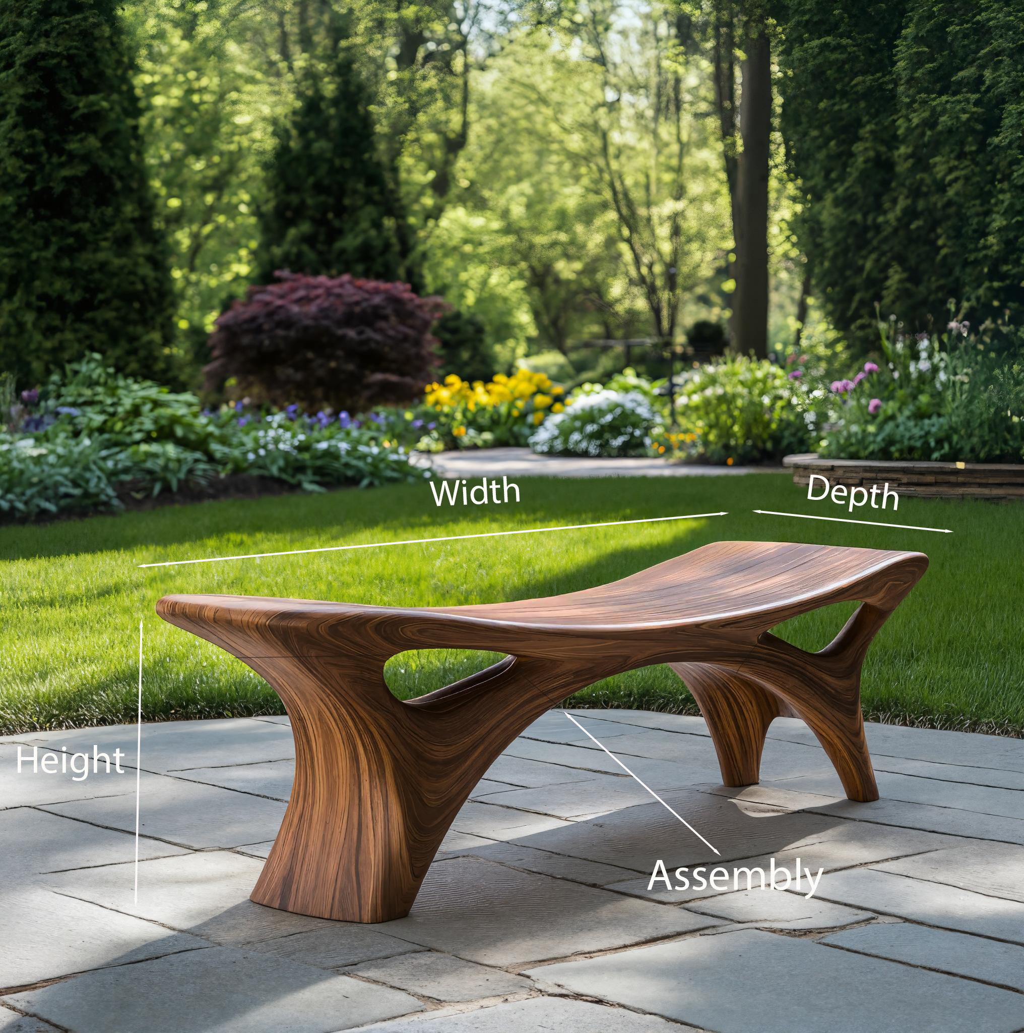Contemporary Sculptural Outdoor Bench For Garden Or Terrace Lounge RTTHTTGDB005
