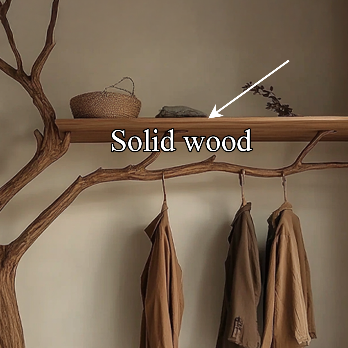 Rustic Wooden Cabinet With Tree Shaped Living And Bedroom SINLSATCR027