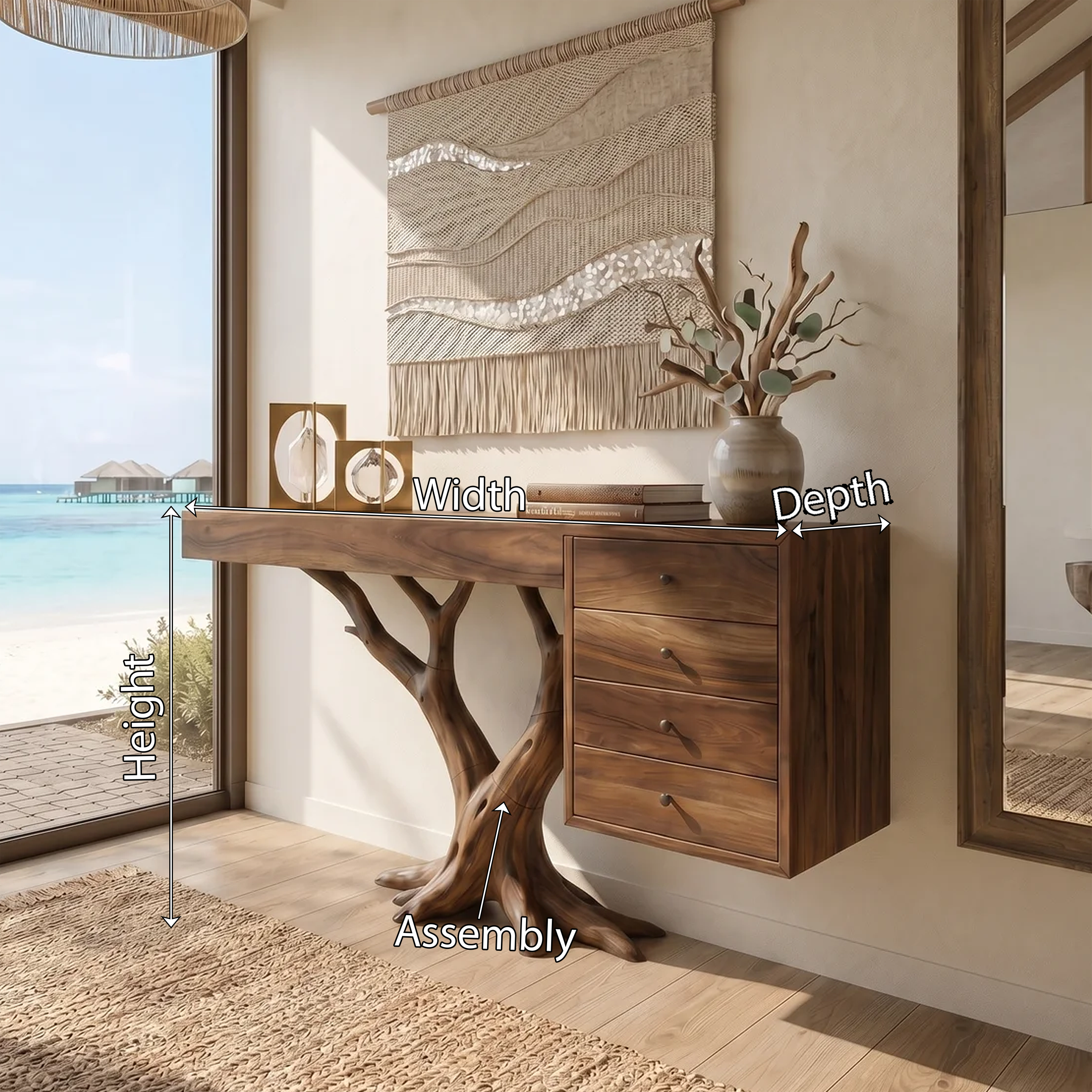 Organic Floating Console Table Designer Entryway SILDTTRCS074