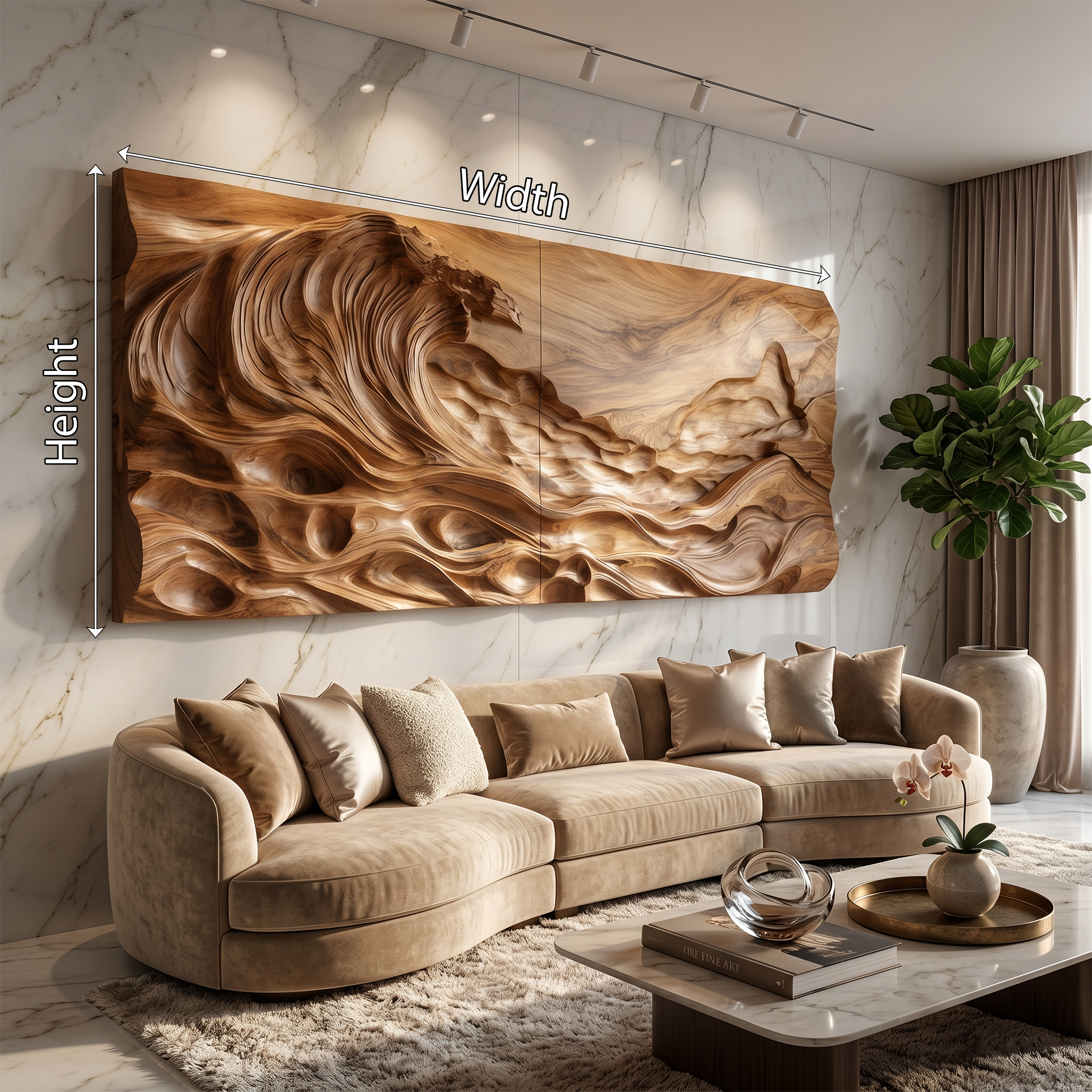 Textured Ocean Wave Wood Wall Art For Luxury Home Decoration SILDTTRWA076