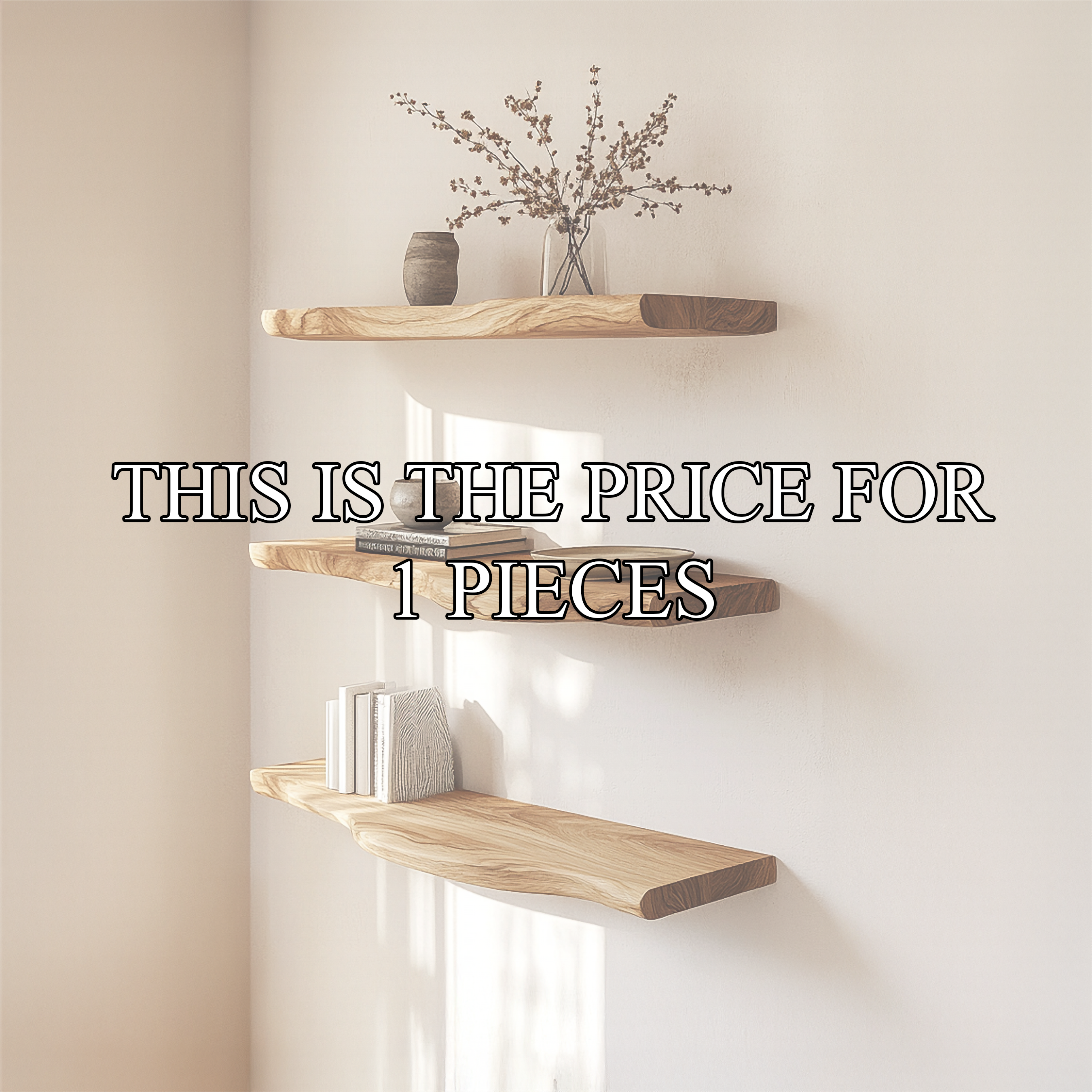 Rustic Sculptural Floating Shelf Solid Wood Living Room Interior Statement Design SINLSAFL422