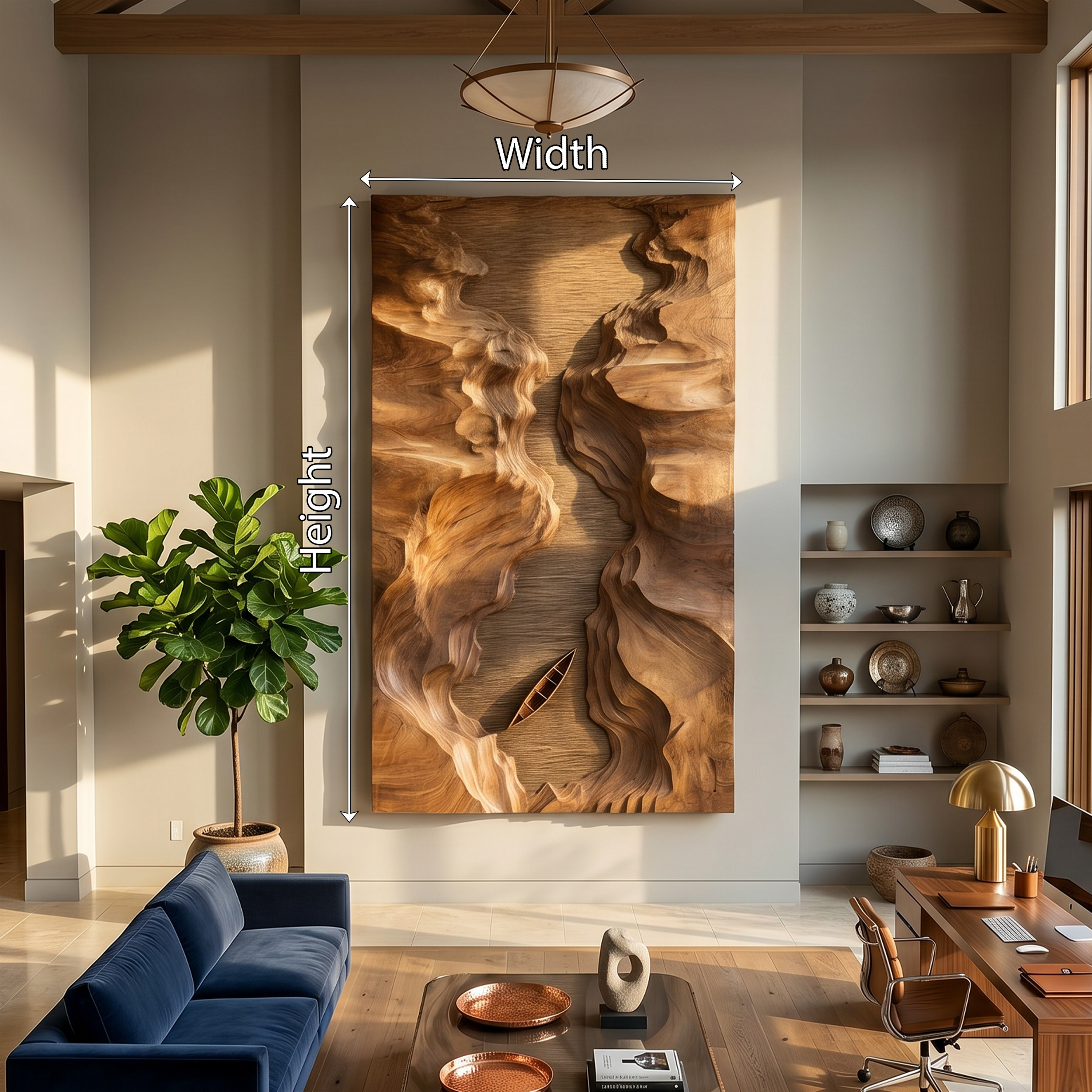 Abstract Canyon Wood Wall Sculpture For Modern Office Interior Decor SILDTTRWA081