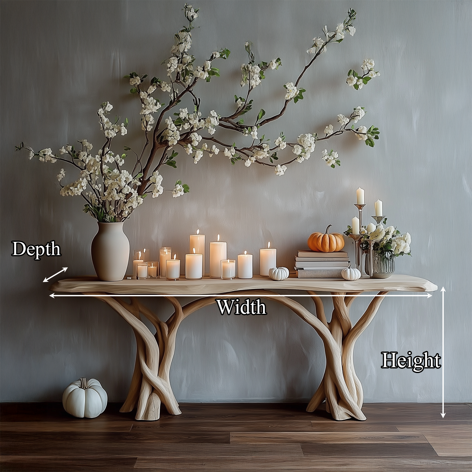 Driftwood Console Table Live Edge Rustic Wood Art Gift SINLSACS086