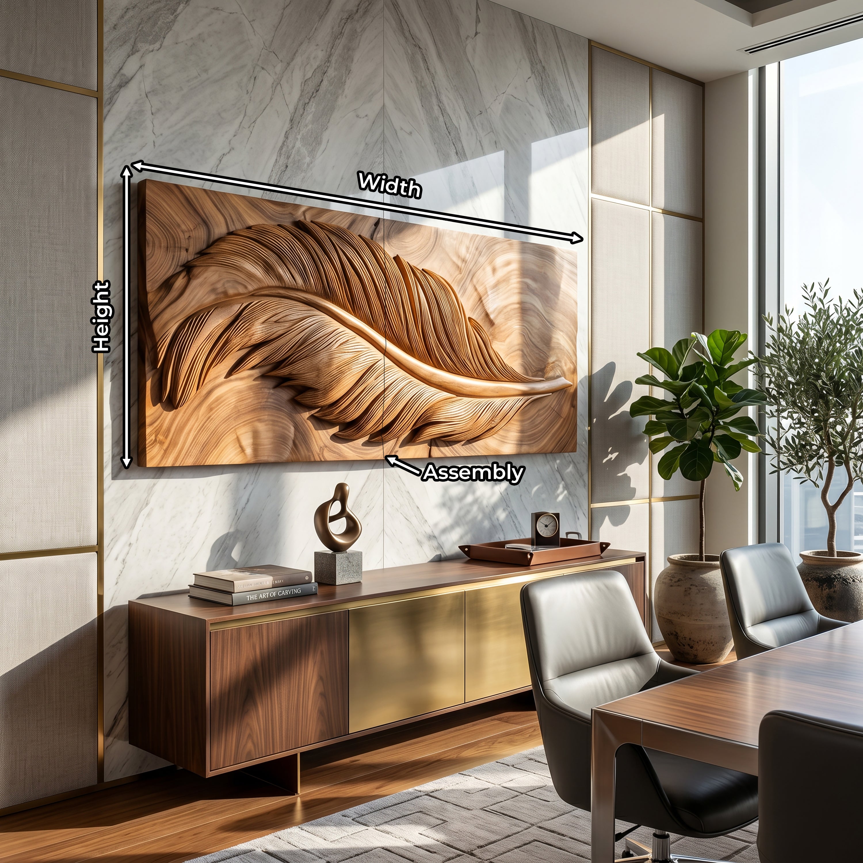 Luxury Wall Art With Feather Design For Dining Room SILDTTRWA135