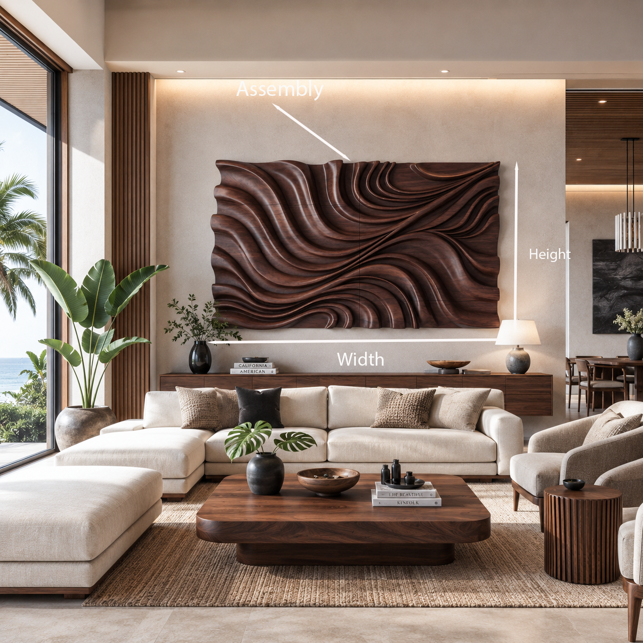 Elegant Wave Inspired Wall Sculpture for Modern Living Room SITHTTWA002