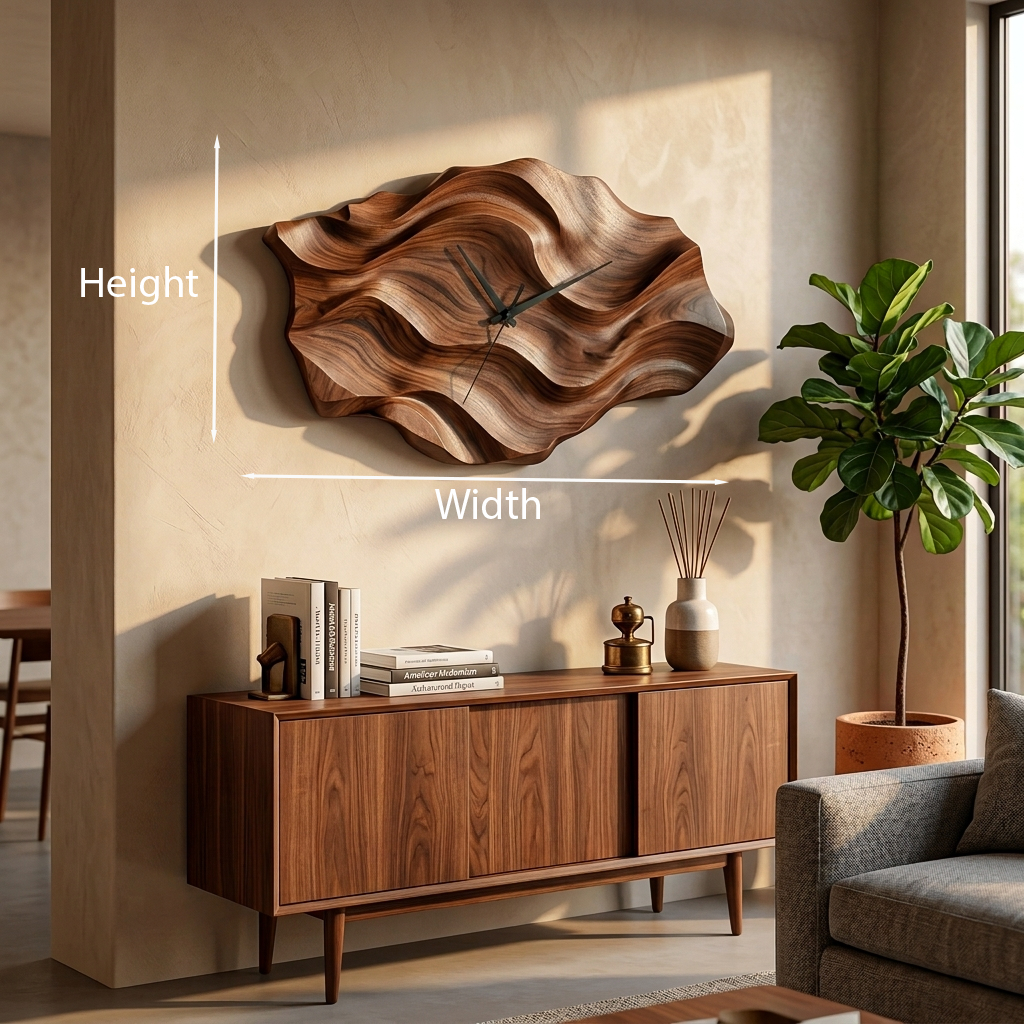 Artistic Wooden Wall Clock Wavy Design For Living Interior RTTHTTWAC012