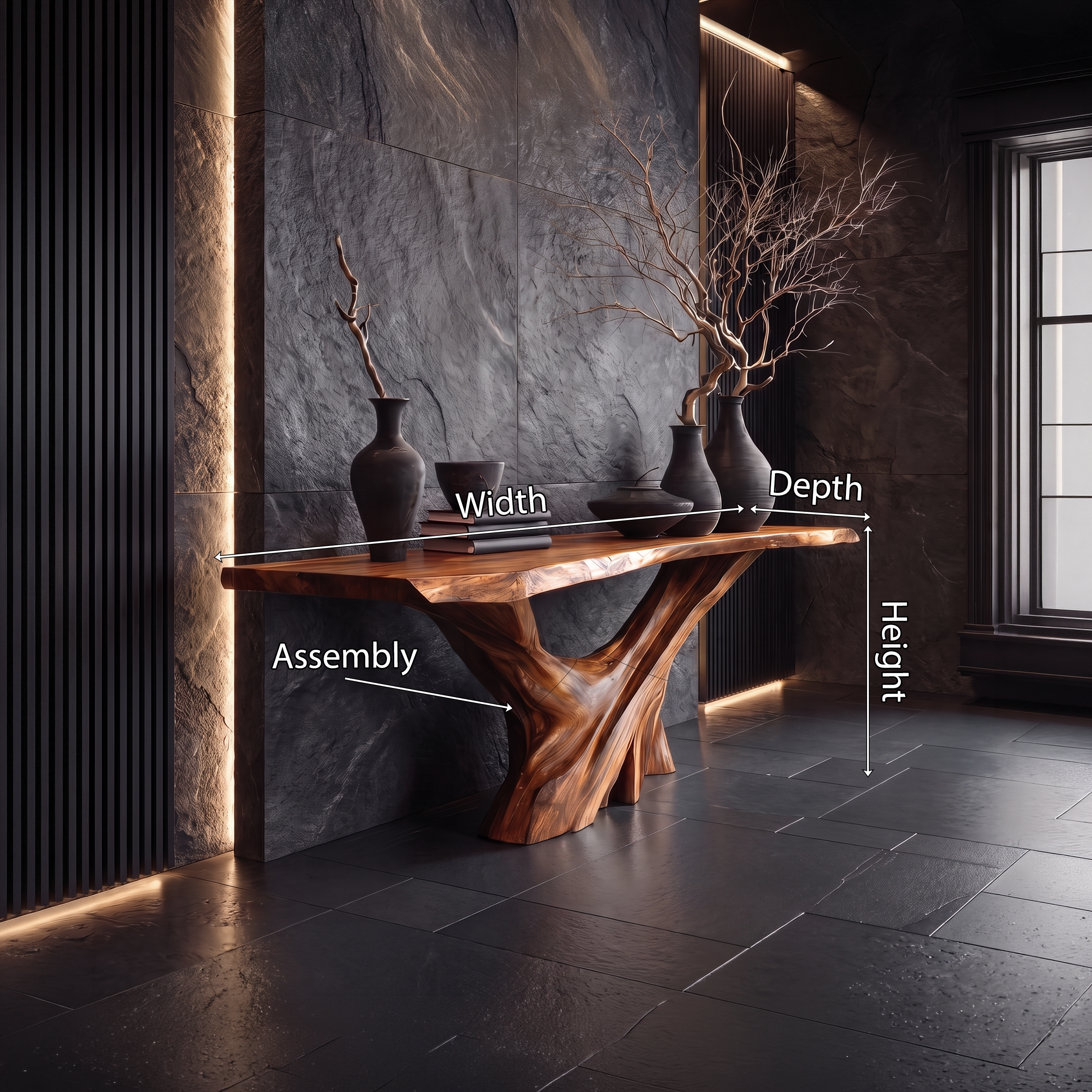 Mid Century Live Edge Console Table Artistic Wood For Furniture Decor SILDTTNCS078