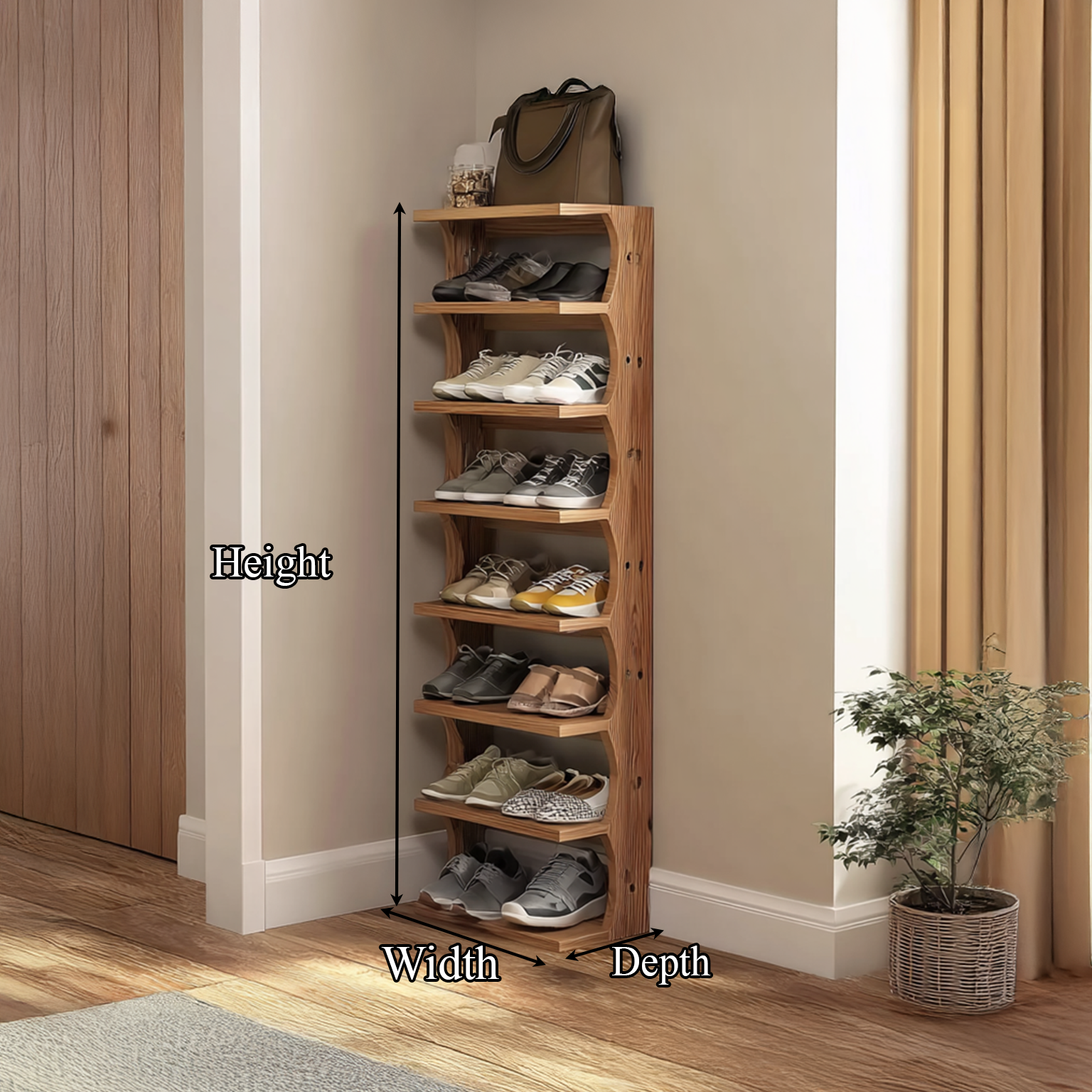 Rustic Shoe Rack Solid Wood Handmade Decor Home Gitf SINLSASB027