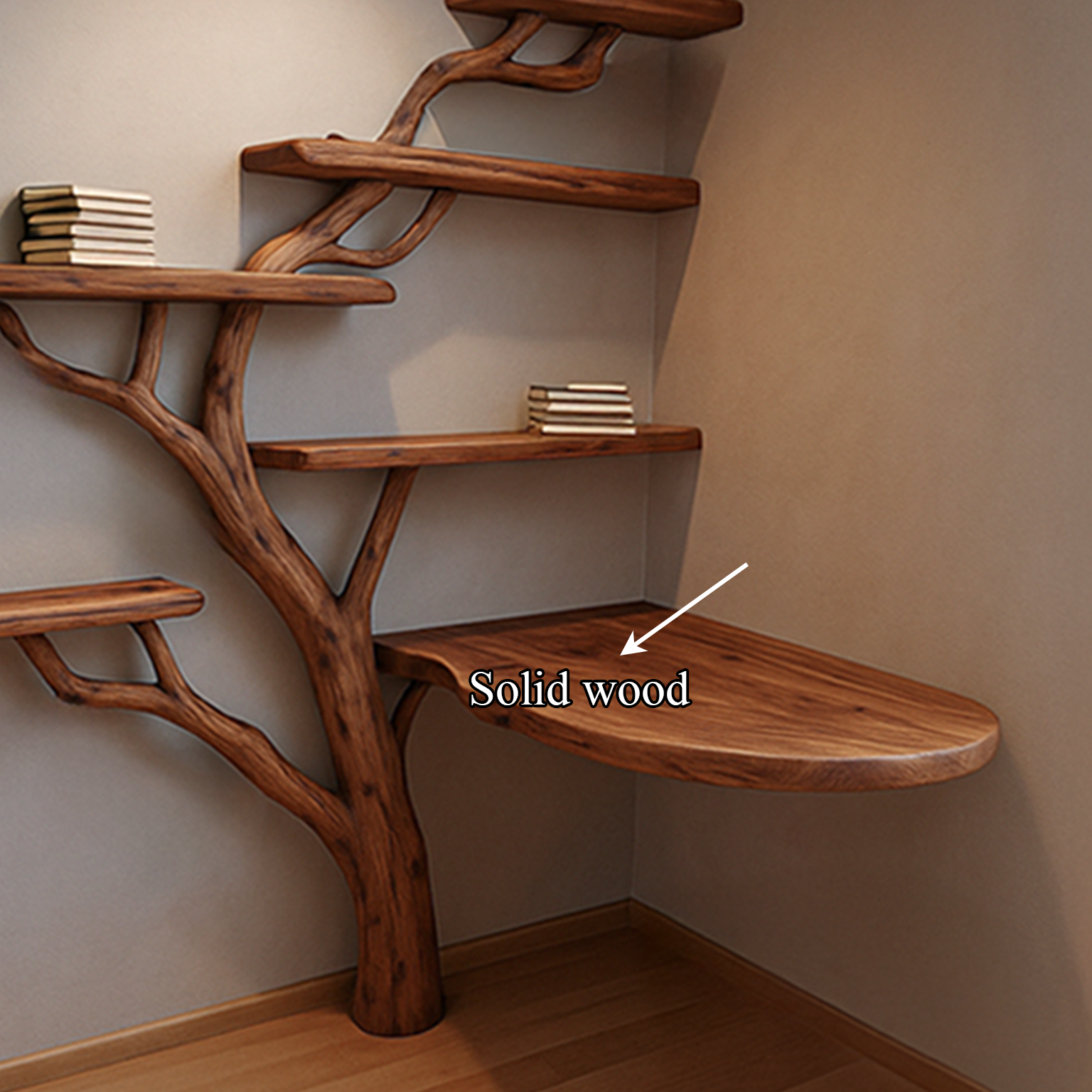 Rustic Tree Desk Shelf Corner Office SINLSATB206
