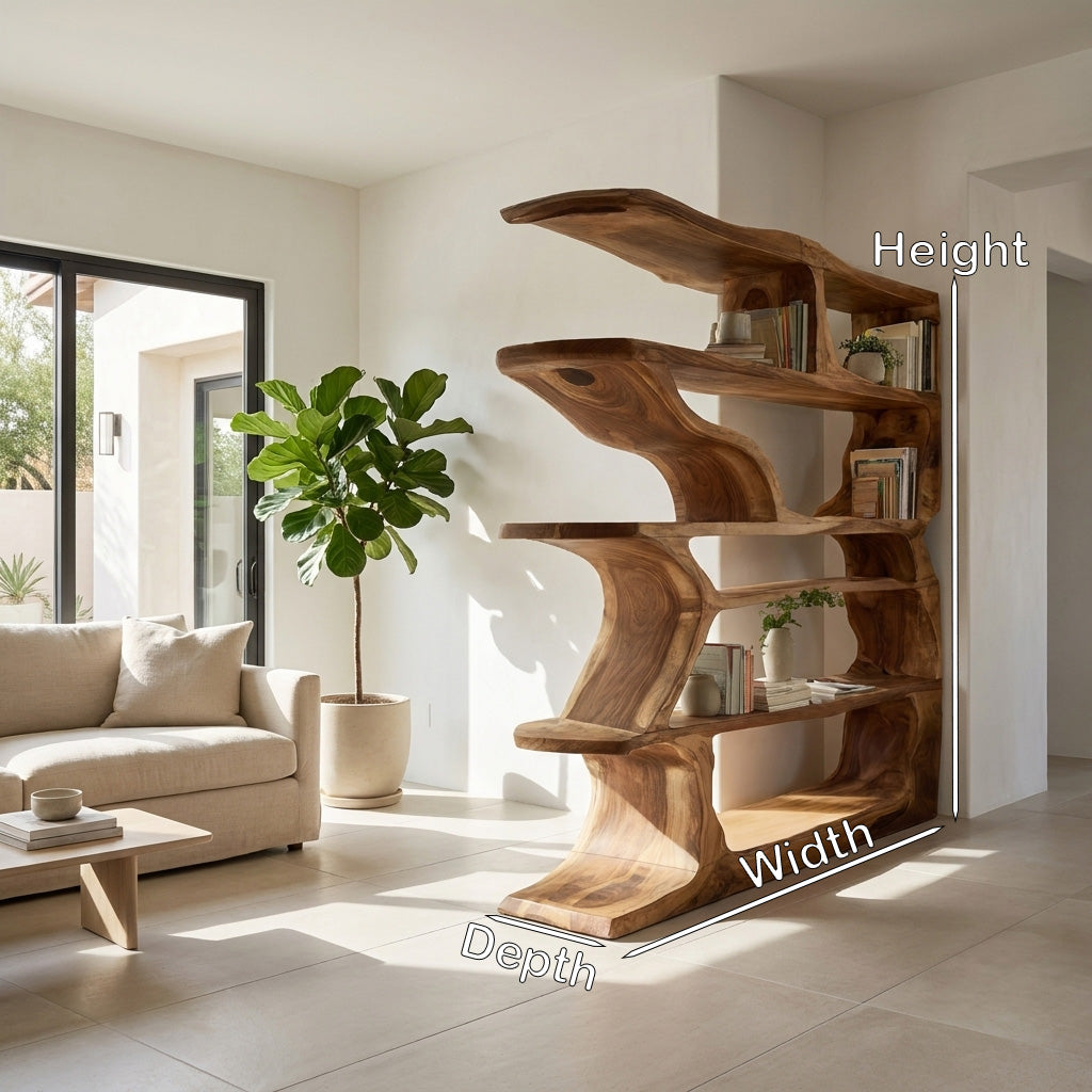 Contemporary Artistic Wooden Bookshelf For Living Room Storage RTTHHNBS179