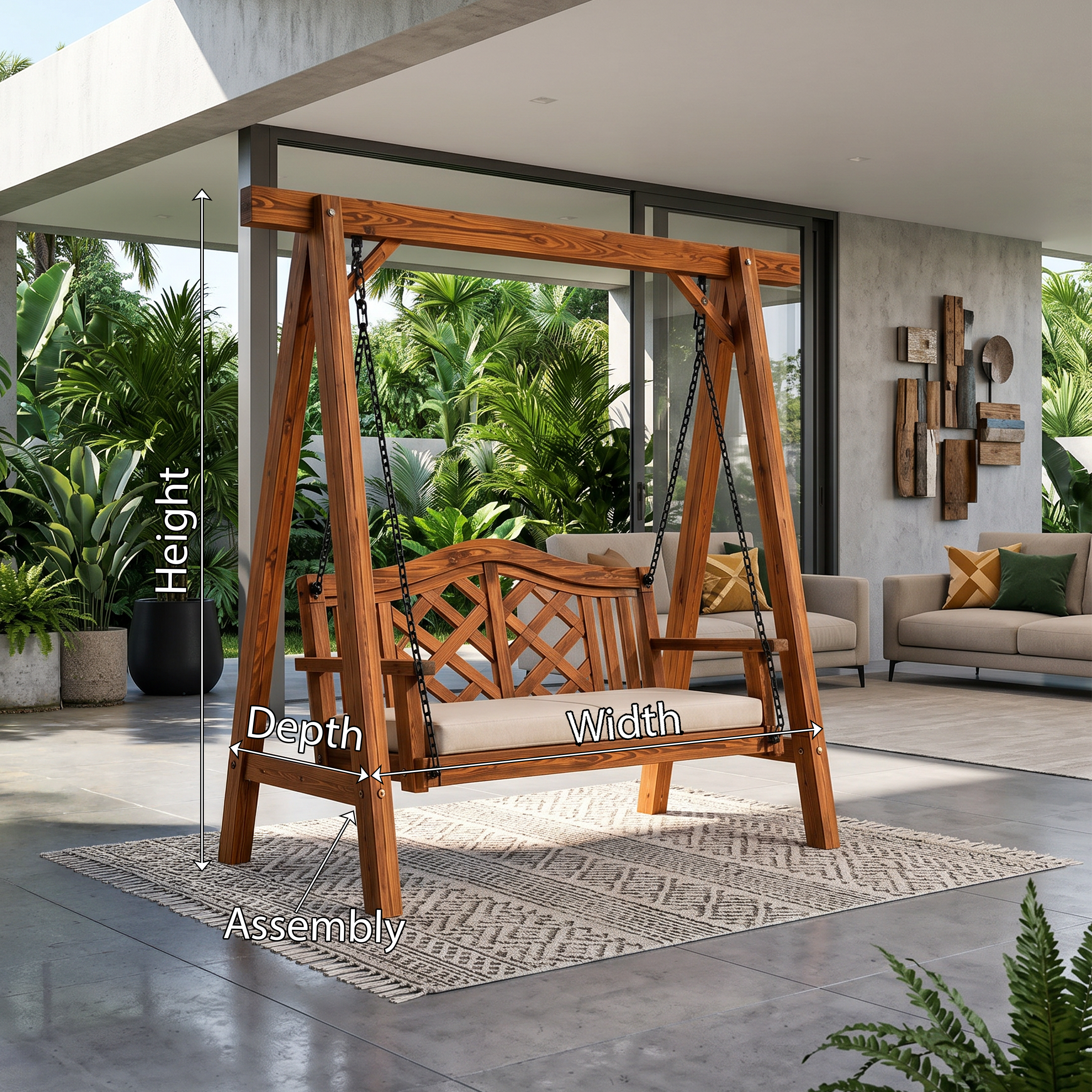 Contemporary Wooden Garden Swing Outdoor Living SILDTTRSWI015