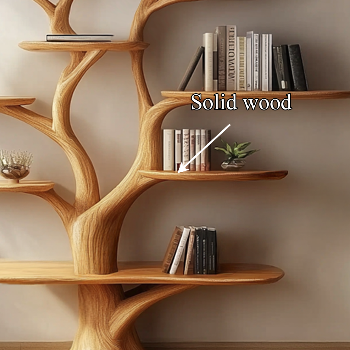 Handmade Walnut Wood Bookshelf Tree Shelf Living Room Decor Family Gift SINLSATB502