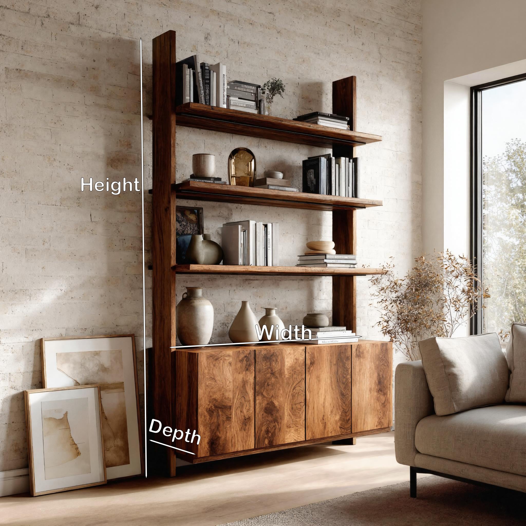 Modern Bookshelf With Open Shelf And Drawers For Living RTTHHNBS140