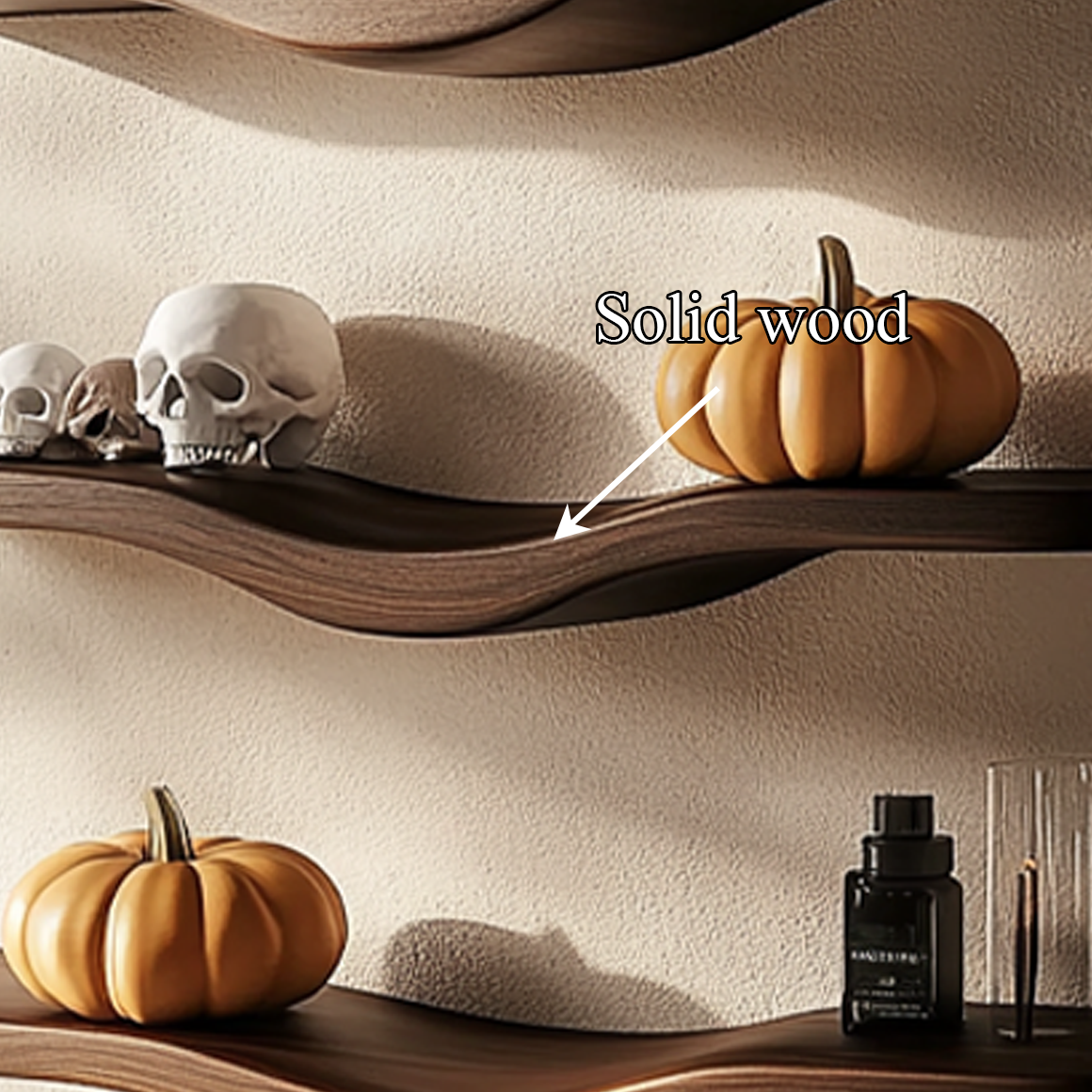 Mid Century Wavy Floating Shelf Halloween Wall Display SINLSAWV014