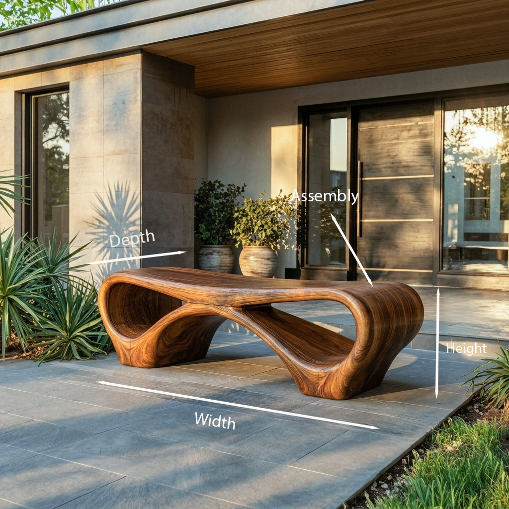Modern Sculptural Outdoor Bench With Curved Design For Garden SITHTTGDB006
