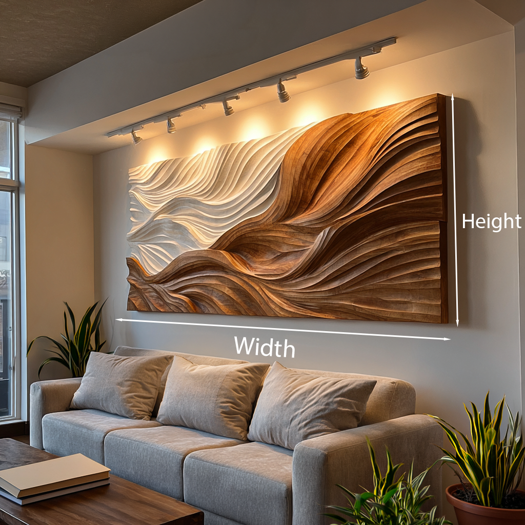 Modern Wooden Wall Art With Carved Wave For Home Decor RTTHTTWA126
