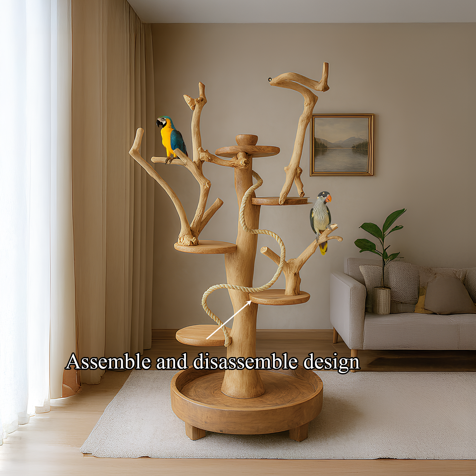 Natural Tree Parrot Playground For Living Room And Bird Space SINLSATT030
