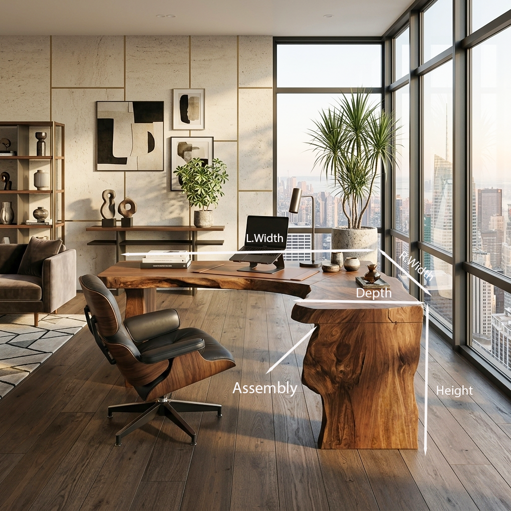 Rustic Live Edge L Shaped Desk For Home Workspace SITHTTDE046