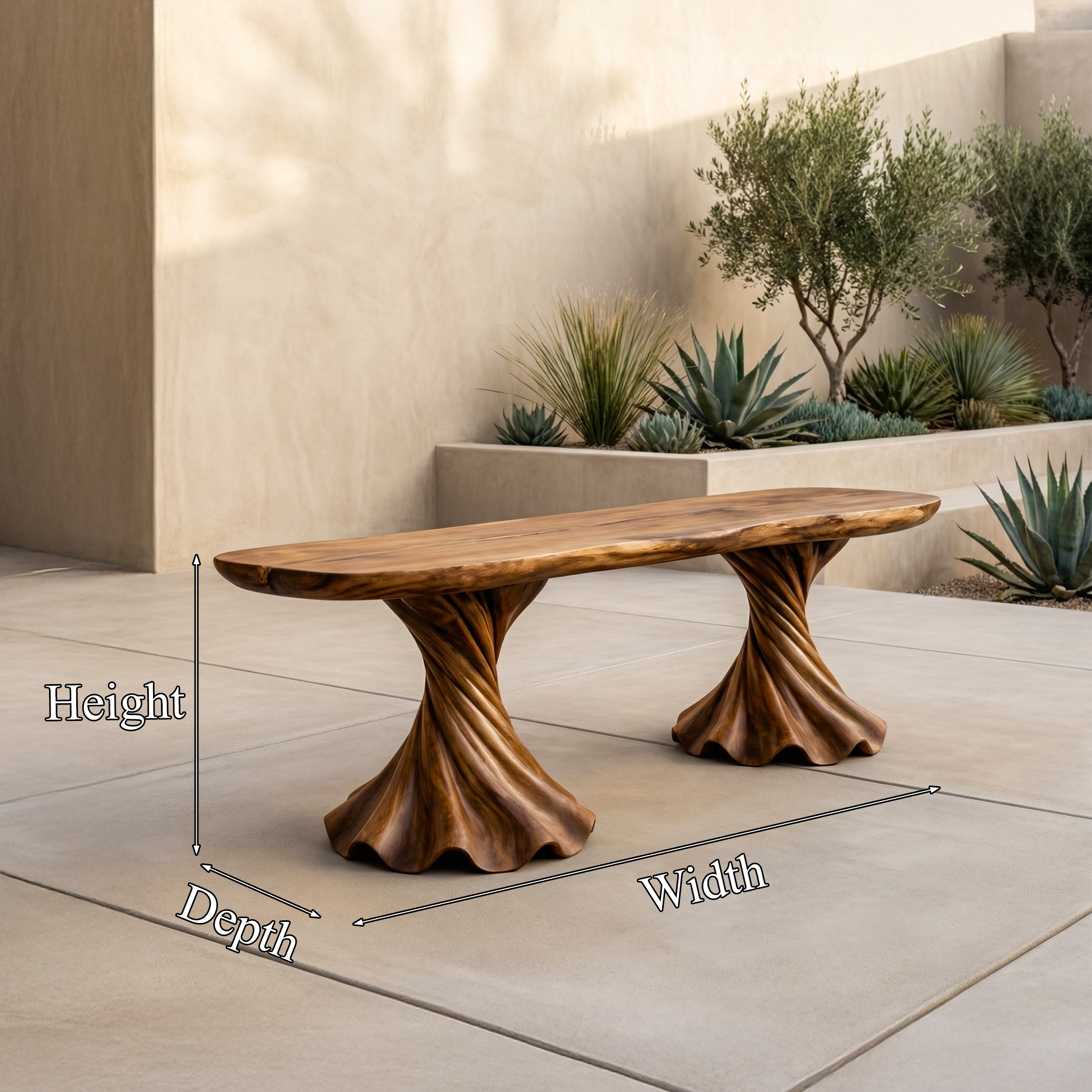 Rustic Bench Solid Wood Twisted Pedestal Base Entryway SINLHARS094