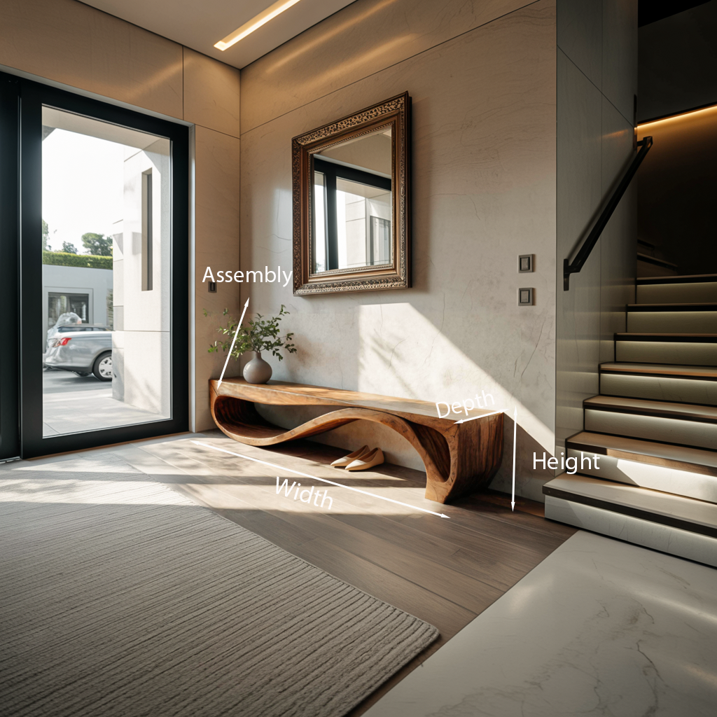 Sculptural Bench With Wave Design For Entryway SITHTTCHR048