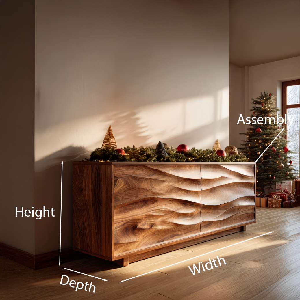 Modern Organic Wave Carved Sideboard For Festive Home Decor SITHTTCM039