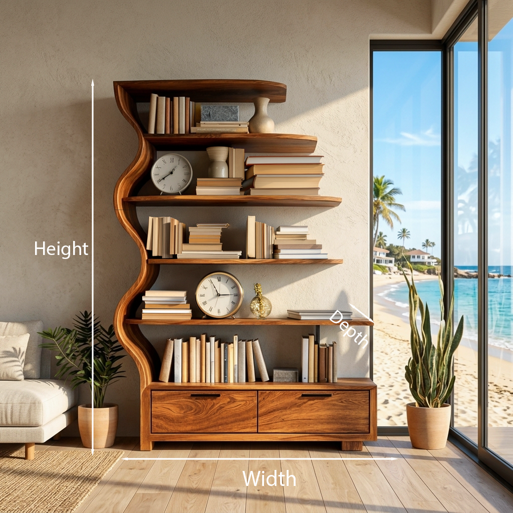 Contemporary Natural Wood Bookshelf For Interior Space RTTHTTBS121