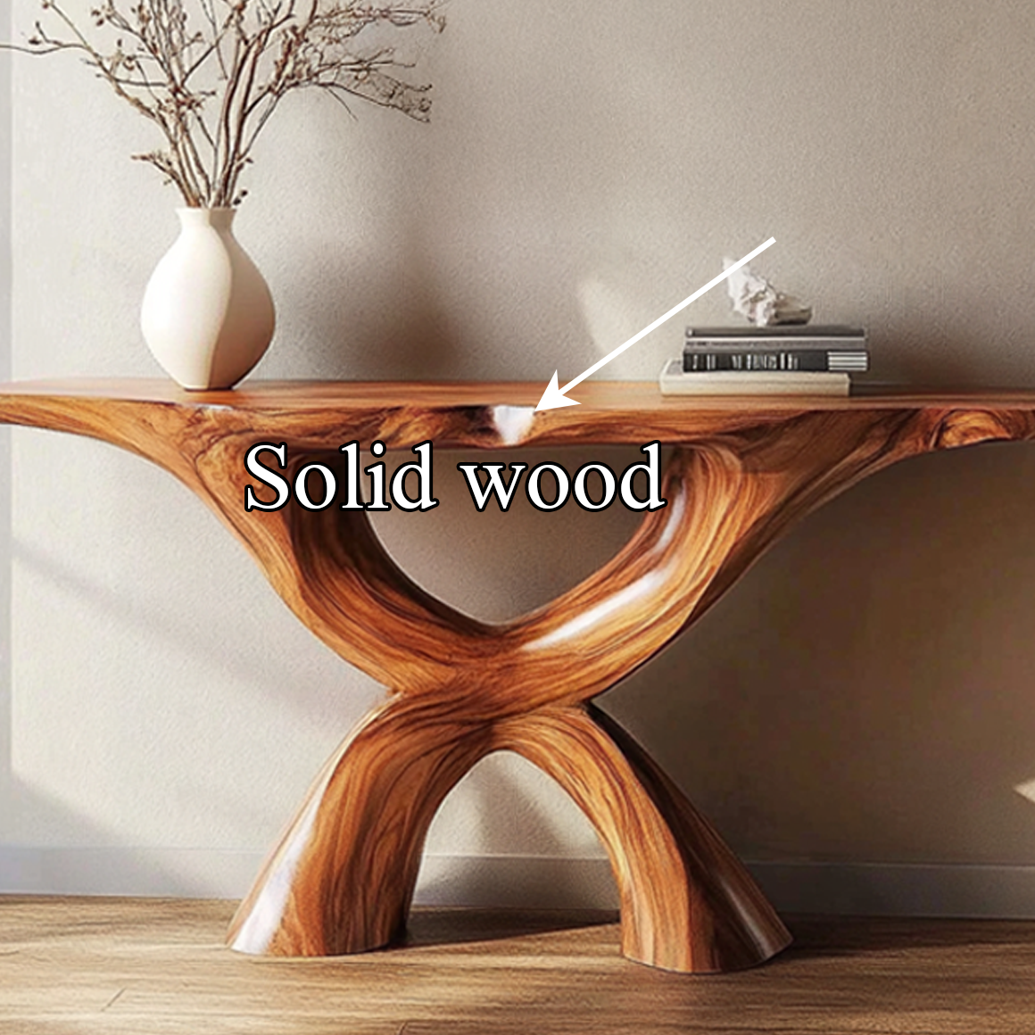 Rustic Console Table Carved X-Base Wood Entryway Living Room SINLSACS322