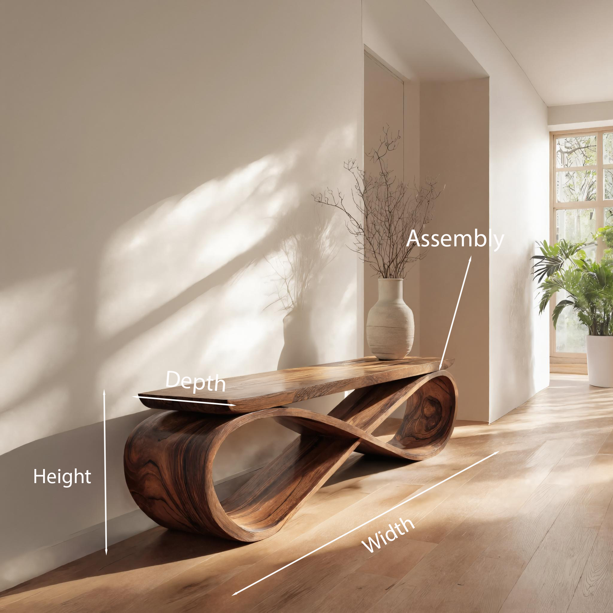 Infinity Loop Sculptural Bench For Entryway Or Living Room SITHTTCHR047