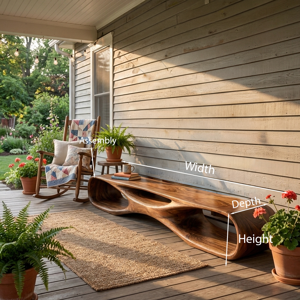 Artistic Wooden Bench With Organic Shape For Hallway RTTHTTCHR094