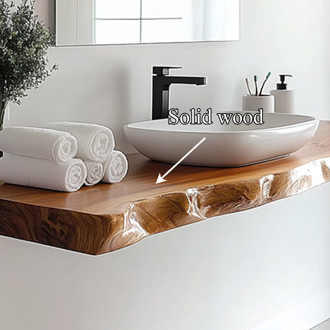 Mid Century Bathroom Vanity Shelf Live Edge Wood Bathroom Display SINLSABRV230