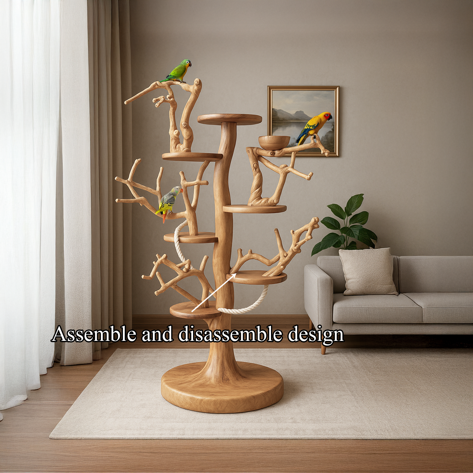 Natural Parrot Climbing Stand For Living Room And Bird Room SINLSATT031