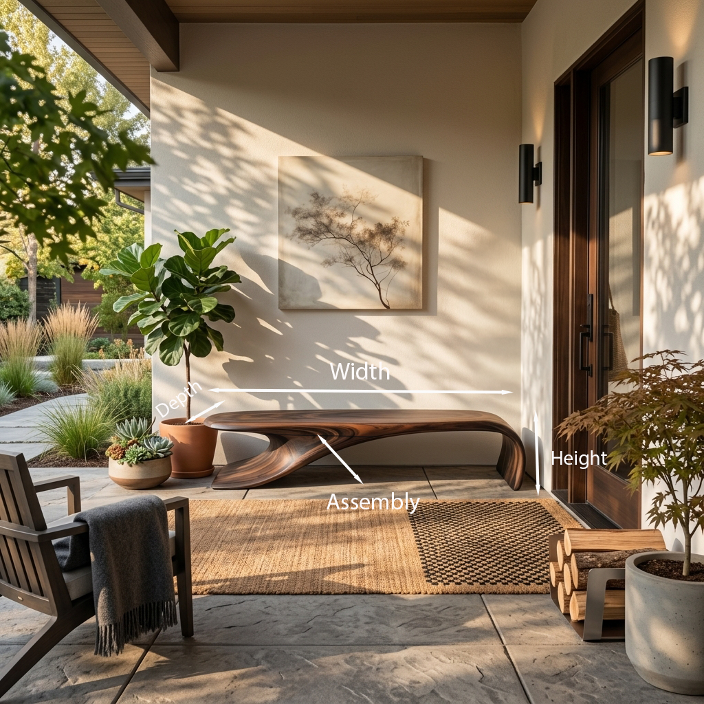 Modern Sculptural Bench With Flowing Curves For Living Room SITHTTCHR038