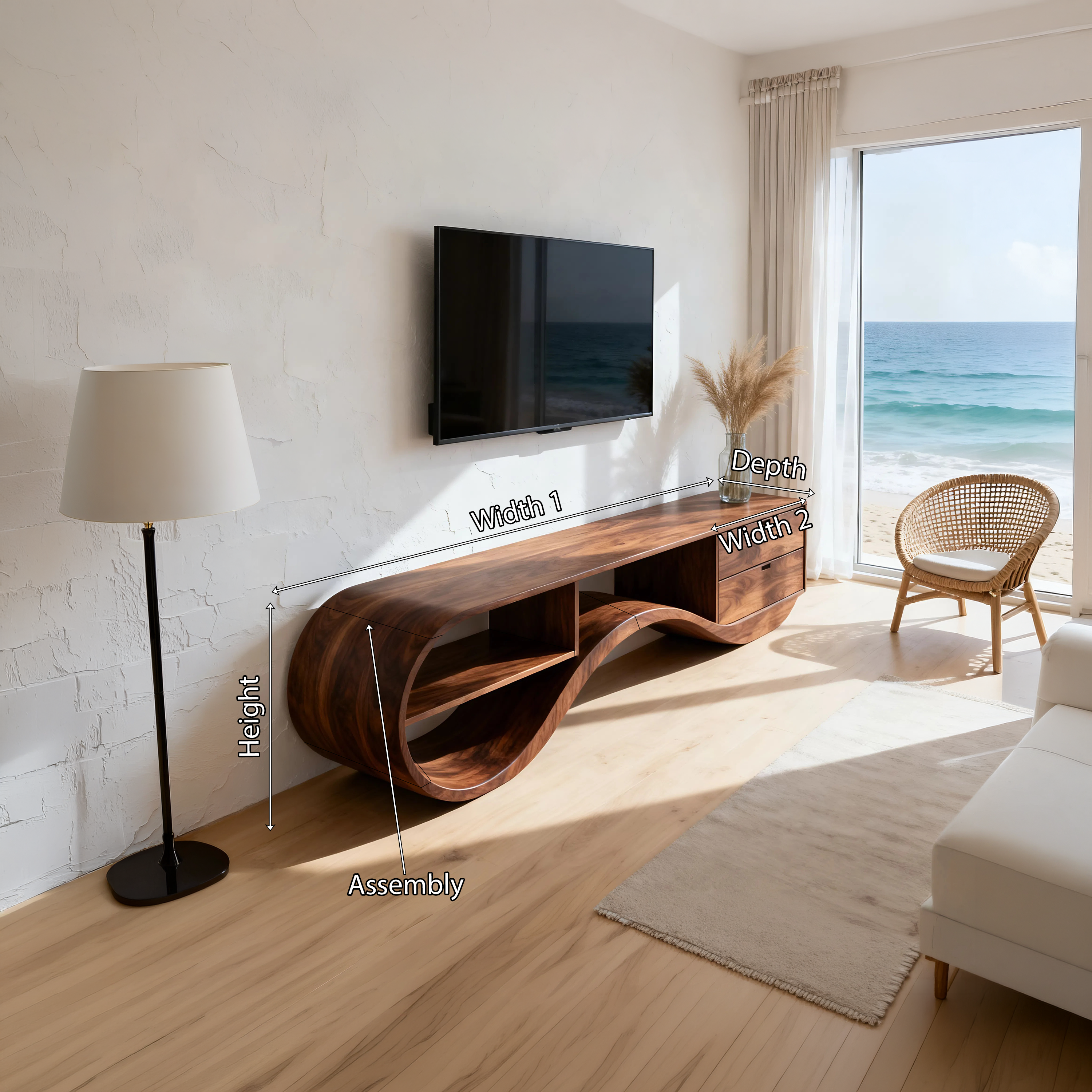 Minimalist Organic TV Console For Home Theater SILDTTNTVC133