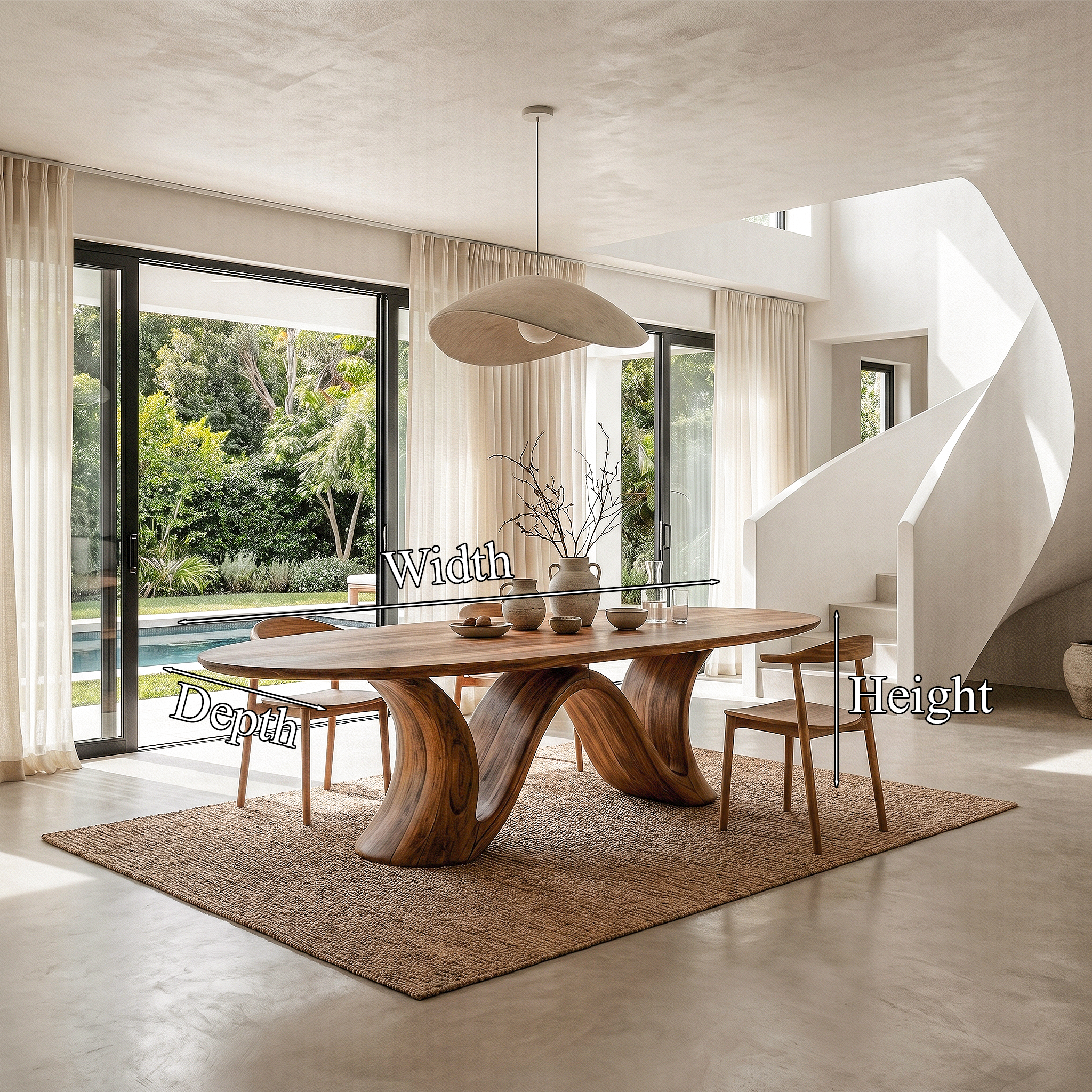Organic Modern Dining Table With Round Top For Dining Room SINLHADT183