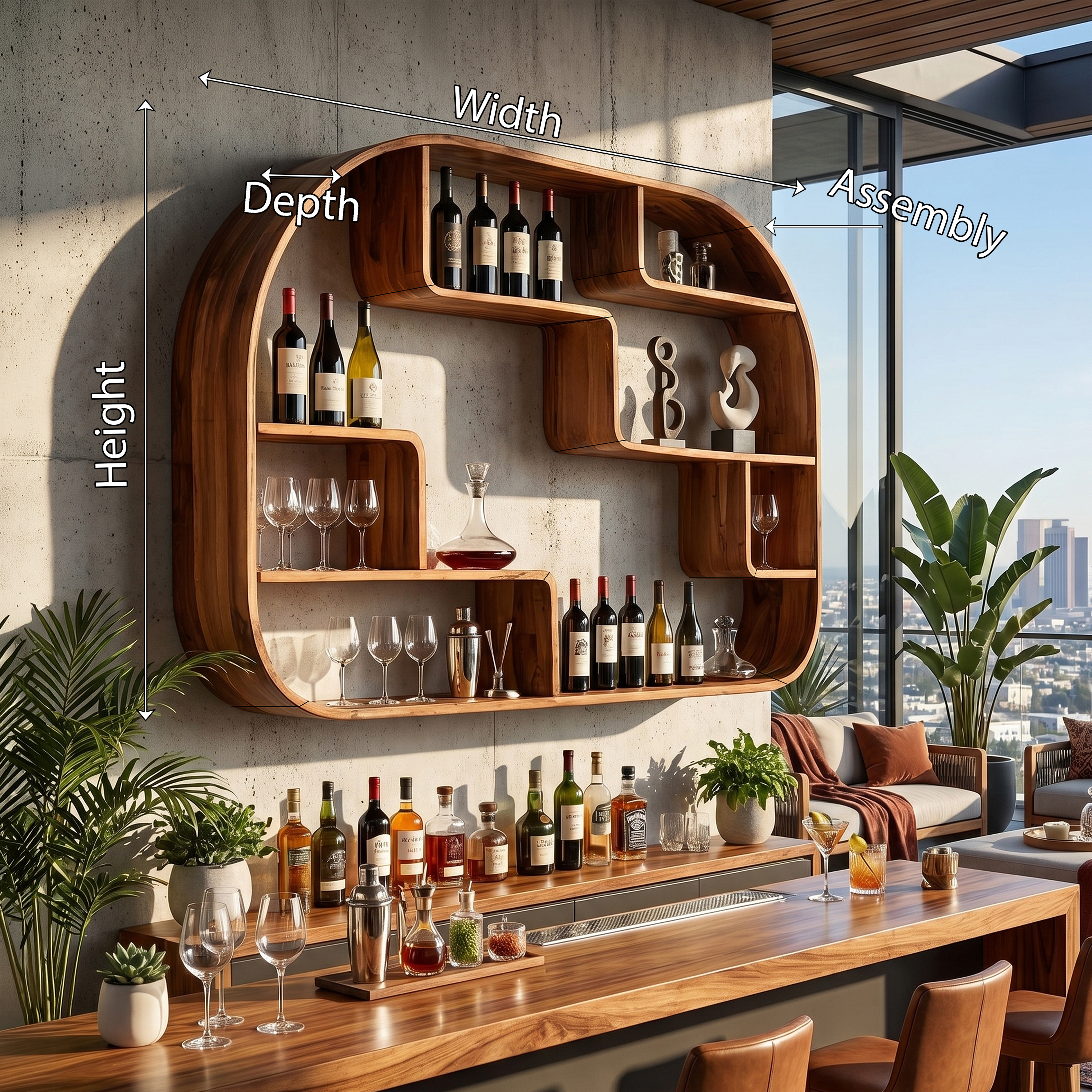 Boho Wall Wine Holder For Dining Space Bottle Accent Feature SILDTTRWH063