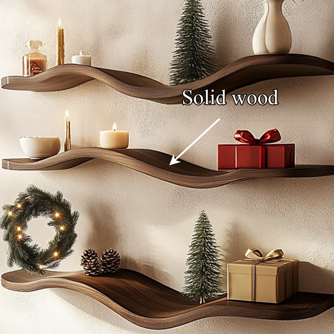 Mid Century Wave Shelf Holiday Decor Living Entryway SINLSAWV012