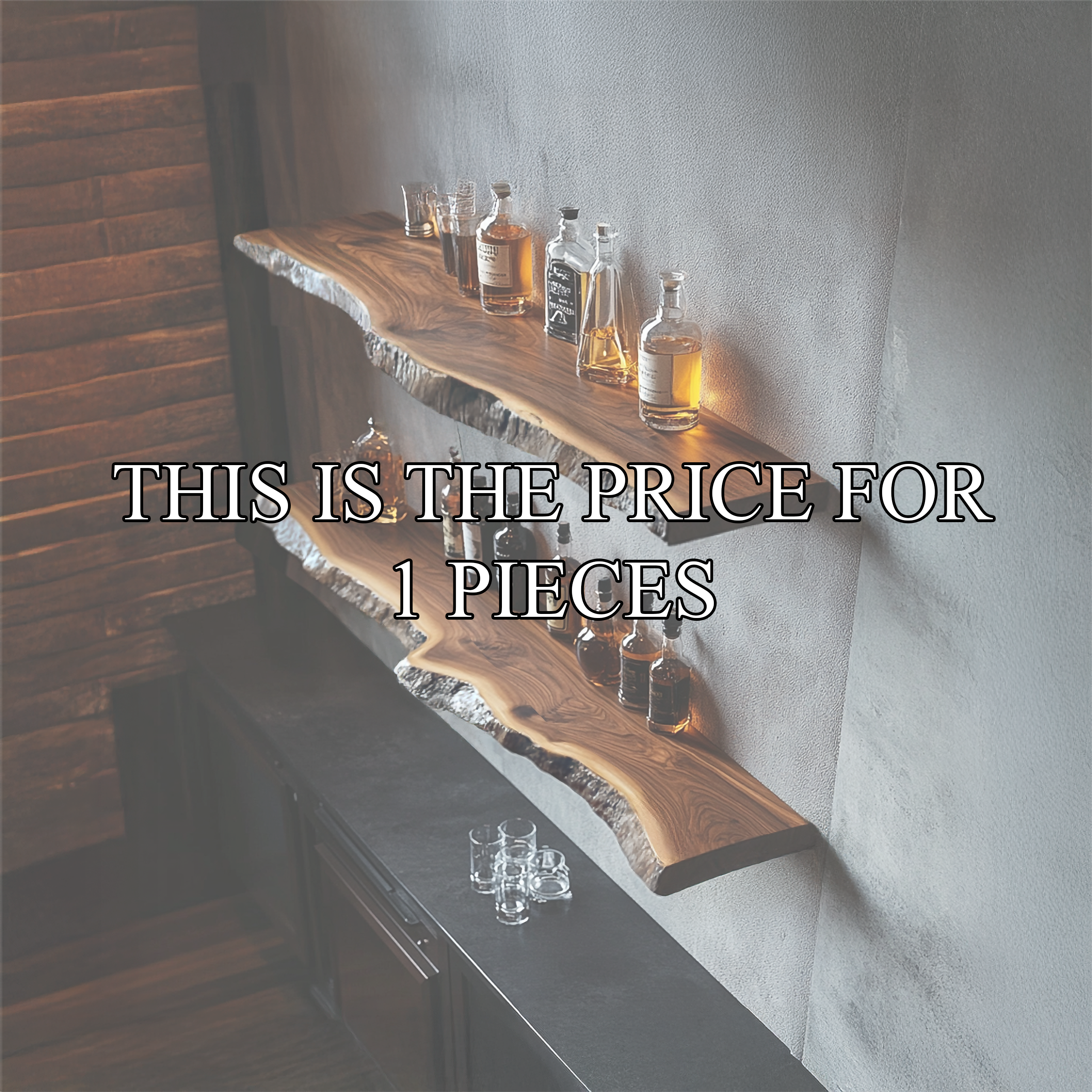 Handcrafted Live Edge Bar Shelf Solid Wood Dining Room Interior Storage SINLSAFL423